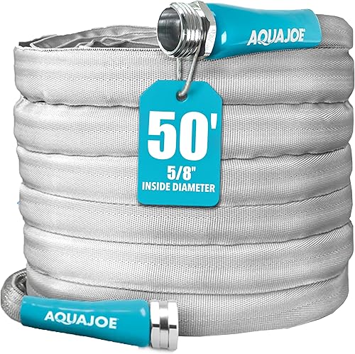 Miniatura 1 de Aqua Joe AJFJH50-58-PRX XTREME FIBERJACKET Manguera de jardín flexible, resistente a las torceduras, 600 PSI máximo, 58 pulgadas de diámetro, 50 pies