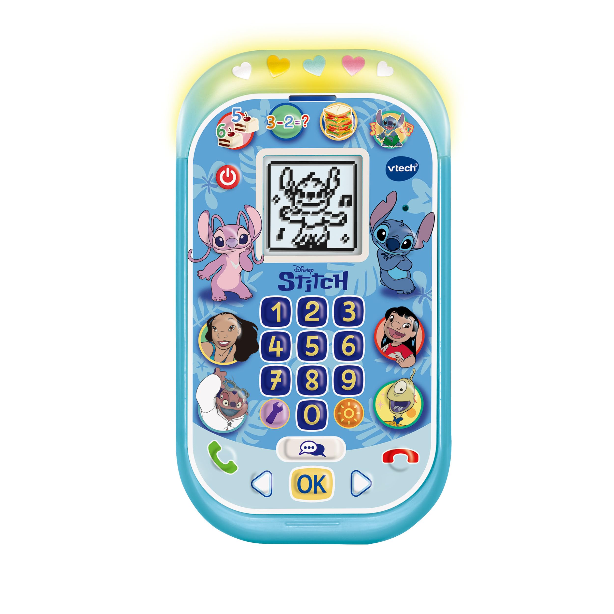 VTech Stitch Lernhandy – Interaktives Handy mit Lernspielen zu Mathematik, Logik, Gedächtnis und mehr, LCD-Display, Klingeltönen und integriertem Mikrofon – Für Kinder von 4-7 Jahren