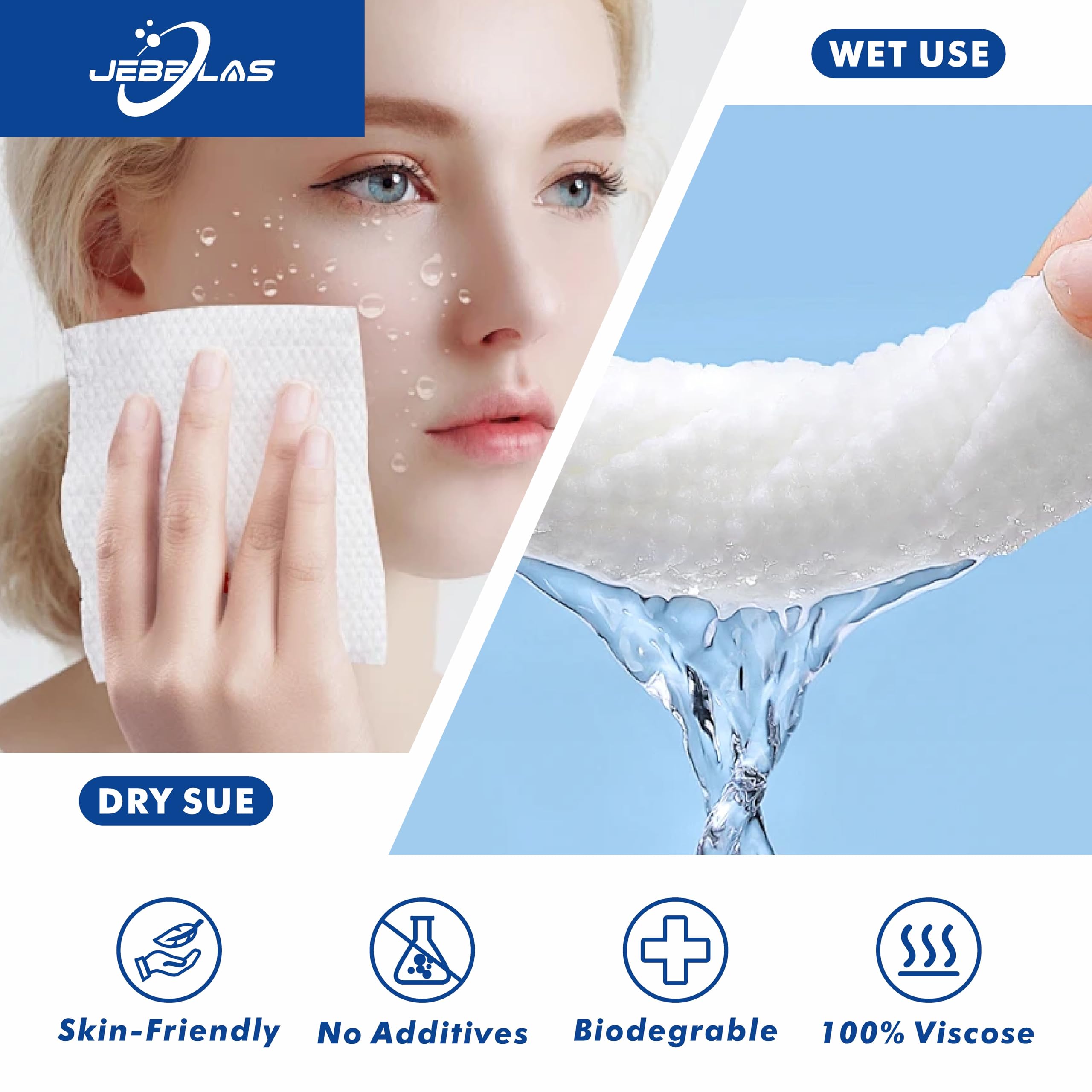 Jebblas Disposable Face Towels, Dry Wipes Facial Cleansing Washcloth - Image 2