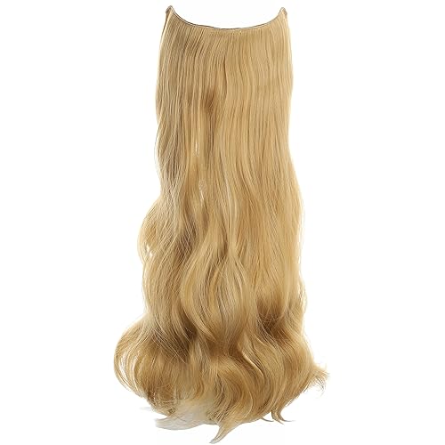 Miniatura 3 de Extensiones invisibles de cabello con halo de 24 pulgadas, largo, ondulado, rizado, postizo secreto con alambre transparente, tamaño ajustable, 4