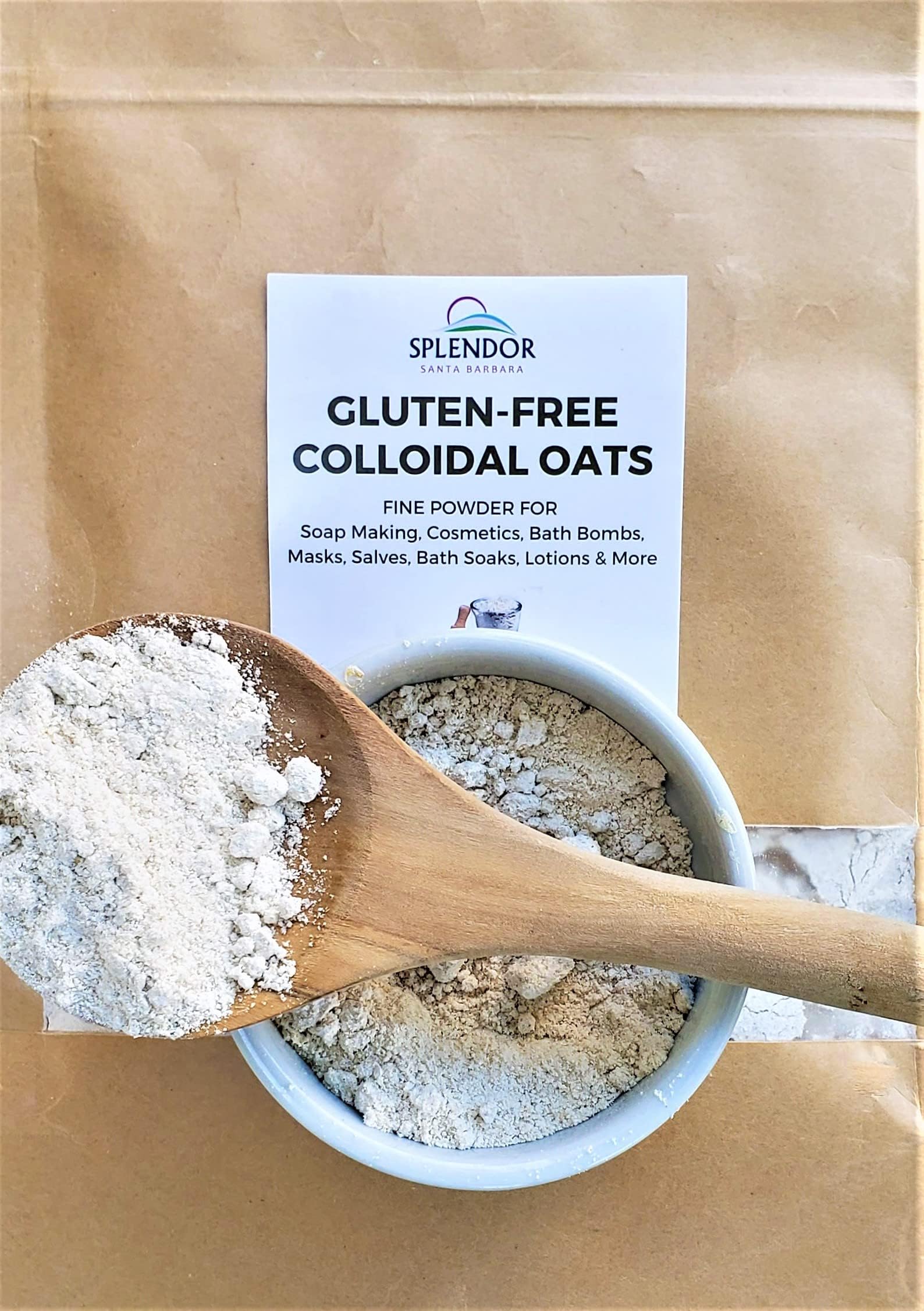 Splendor Gluten-Free Colloidal Oatmeal for Soap Making Supplies, Cosmetics Additives, Bath Bombs, Soothing Bath Soaks, Masks, Lotions Salves & More DIY 12 oz