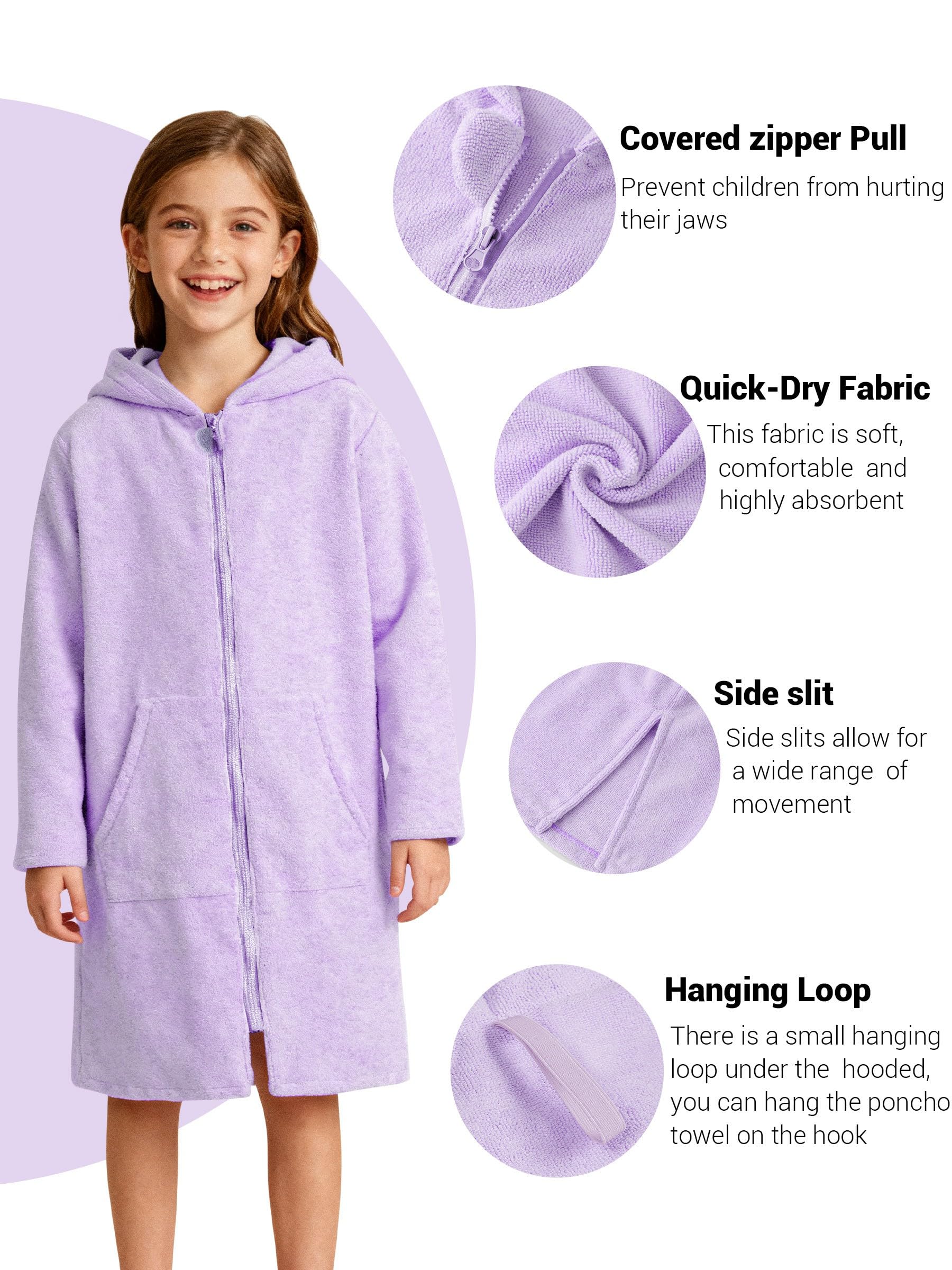 MissShorthair Kapuzenhandtuch für Kinder, Reißverschluss, Strandtuch, Bademantel, Bademantel, Bademantel, Bademantel, Bademantel, Bademantel, Poncho
