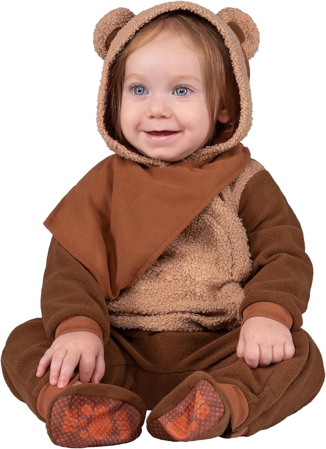Star Wars Ewok Official Infant Halloween Costume - Premium Quality Minky Jumpsuit with Attached Hood and Non-Slip Booties