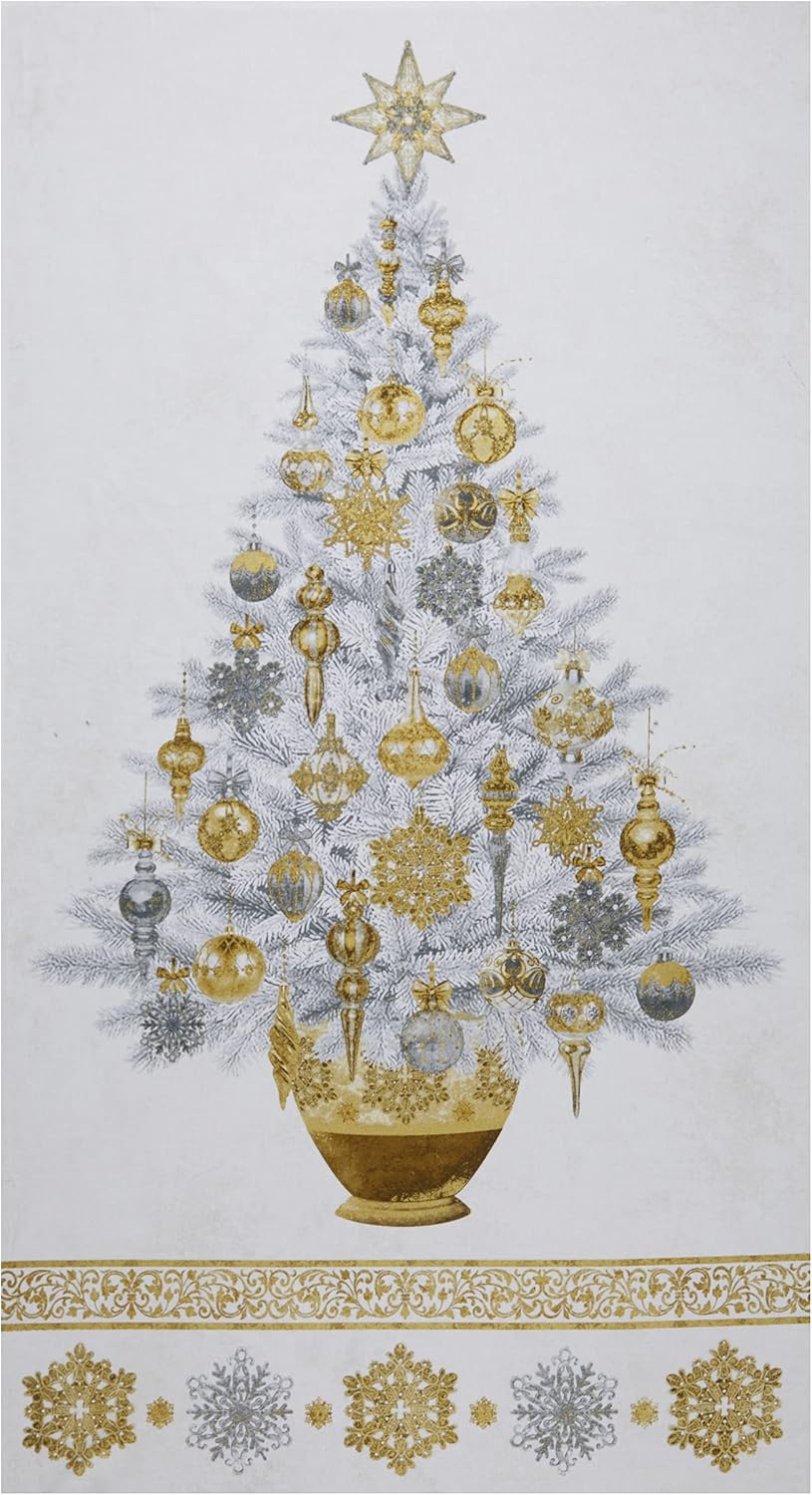 Northcott Metallic Stonehenge White Christmas Tree 24