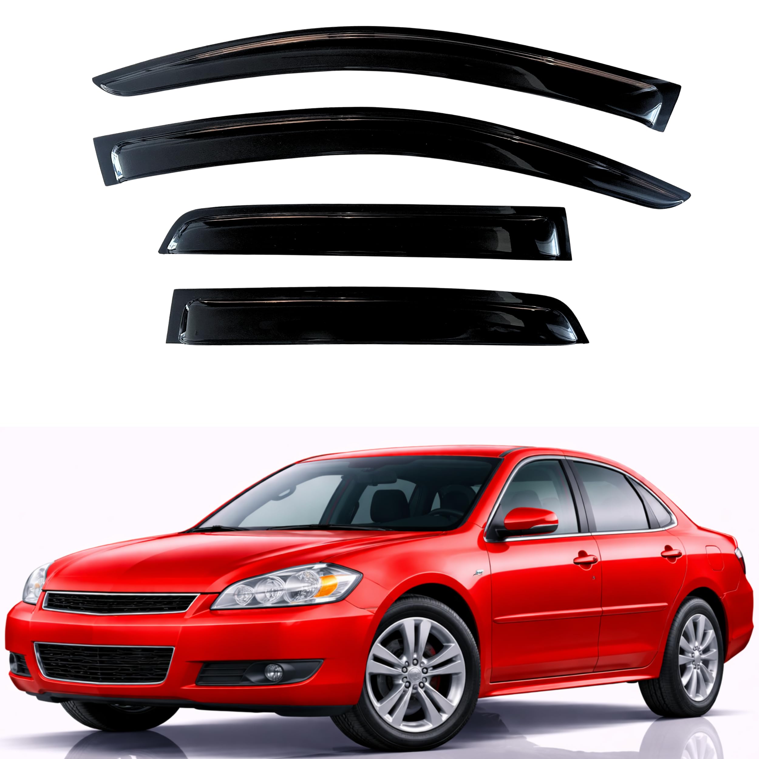 KPY Rain Guards Fit for 2006-2013 Chevrolet Impala, Out-Channel Window Visors Vent Wind Deflectors 4PC, Car Accessories for 2014-2016 Chevy Impala Limited