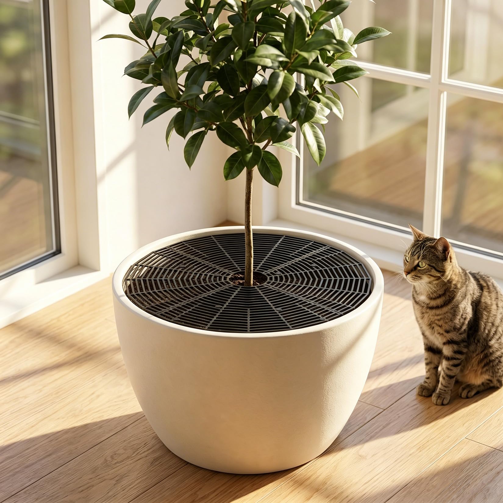 Lot de 2 grilles de protection pour pot de fleurs, 50 cm, protection des plantes, chat, respectueuses de l'environnement, non toxiques