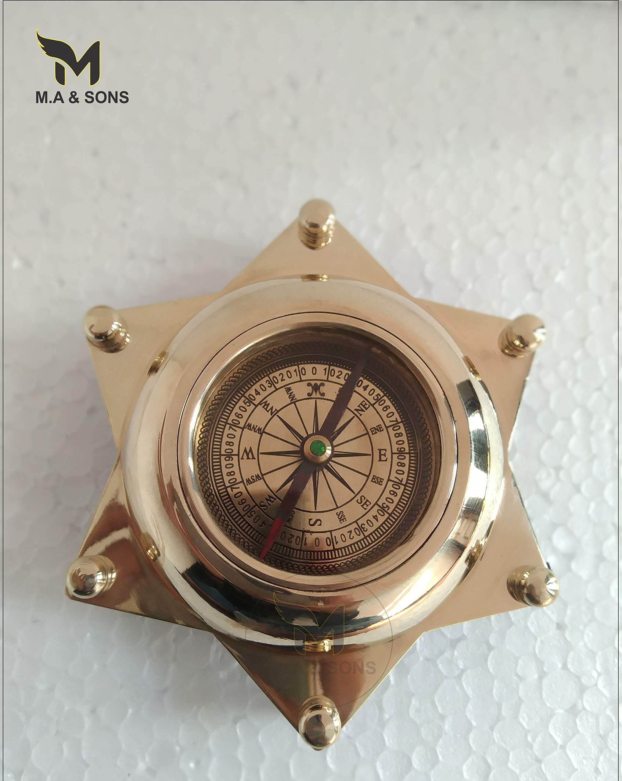 U.K MART 1 Year Warranty Star New Look Solid Brass Compass 5 Inch-picture-24