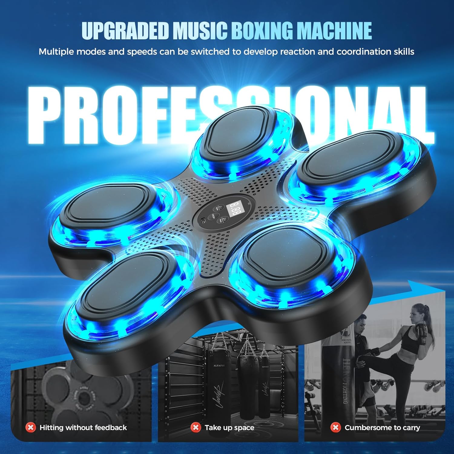 2026 Upgraded Music Boxing Machine - Smart Bluetooth Wall-Mounted Fitness Gear with Punch Counter, Adjustable Speed, Premium Gloves Included - Home/Office Workout & Stress Relief Companion