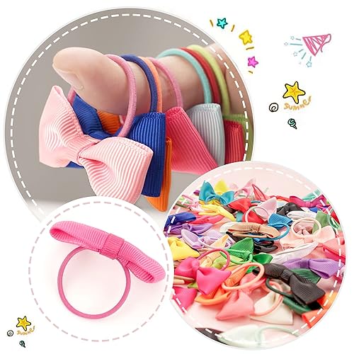 Miniatura 4 de CÉLLOT 80 ligas para el cabello de bebé con lazos para niños pequeños de 2 pulgadas, soportes elásticos para coletas pequeñas para bebés, niñas,