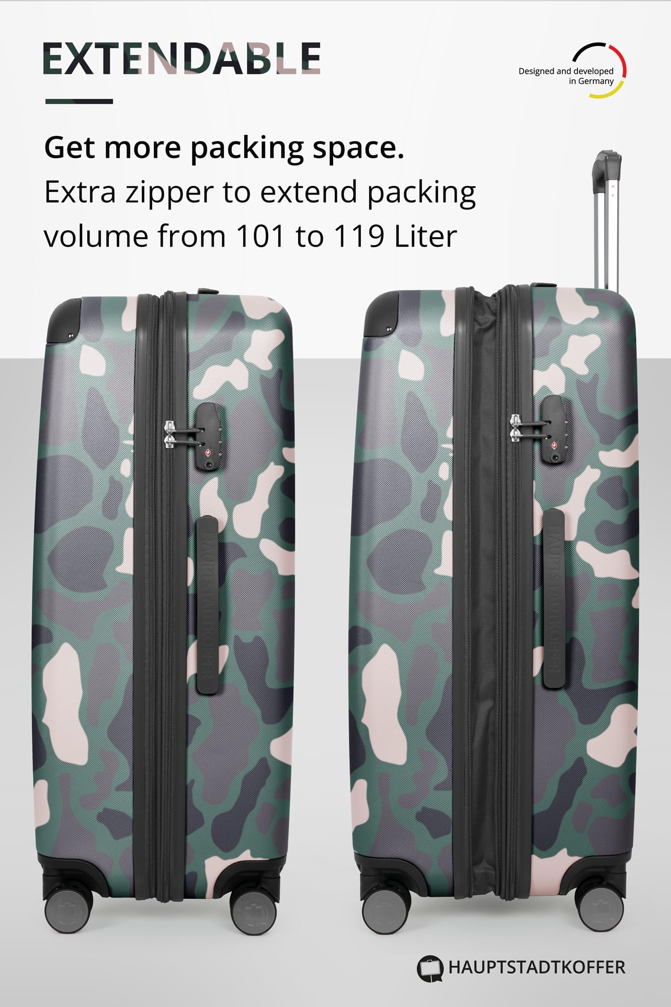 HAUPTSTADTKOFFER - Spree - Maleta rígida, Trolley expandible, Equipaje de Viaje, 4 Ruedas Dobles, TSA, 65 cm, 74 litros, Champán — view 374