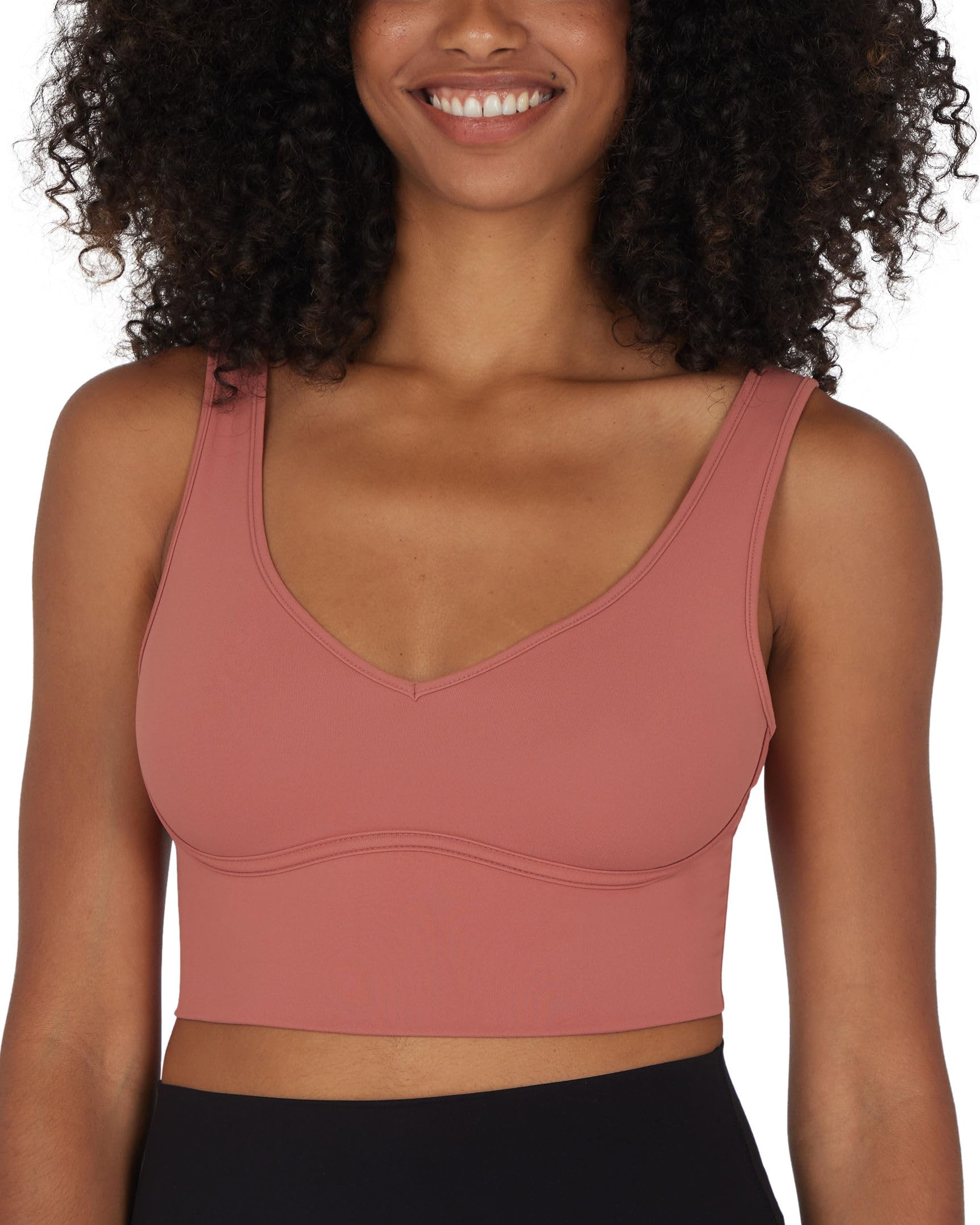 90 Degree By Reflex Women's Cedarwood Yogalicious Nude Tech Contouring Cropped Tank Top, S