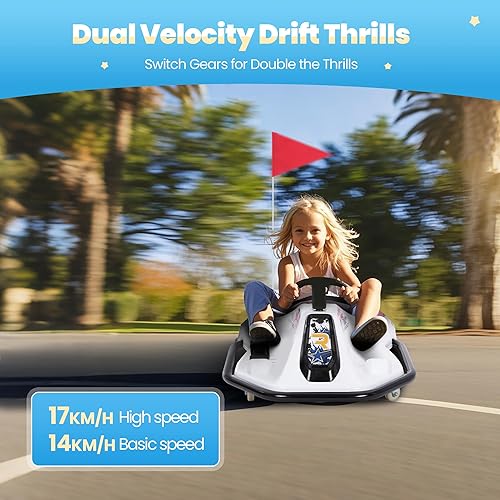 Miniatura 6 de Go Kart eléctrico de 24 V para niños a partir de 3 años, ruedas brillantes mejoradas, auto de interruptor de dos velocidades, antirvuelco con