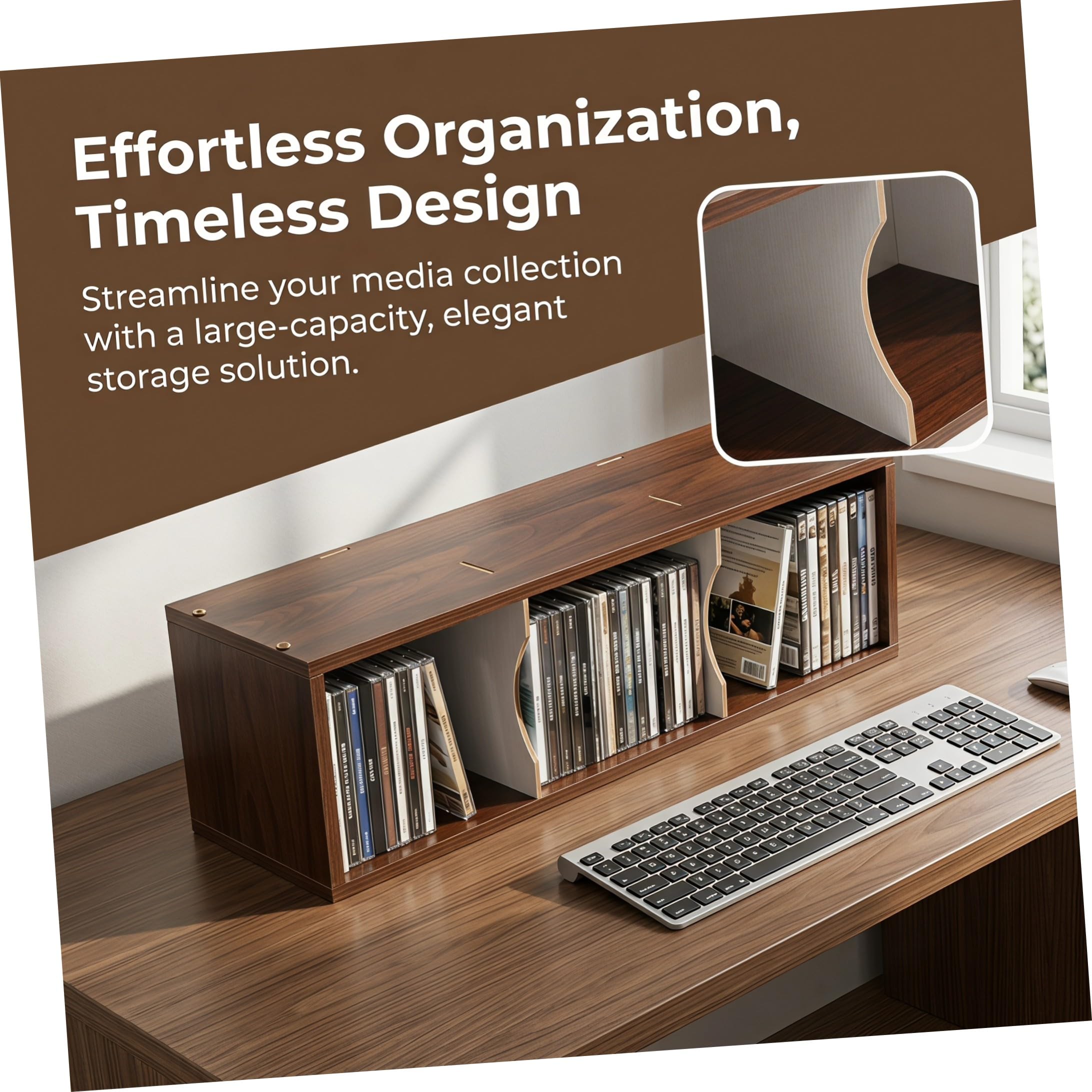 Estante para CD y Dvd de Madera Diseño Modular, Acabado Mate y Bandejas Extraíbles, Organizador de Álbumes para Espacio de Sala, Estructura Robusta y Moderna