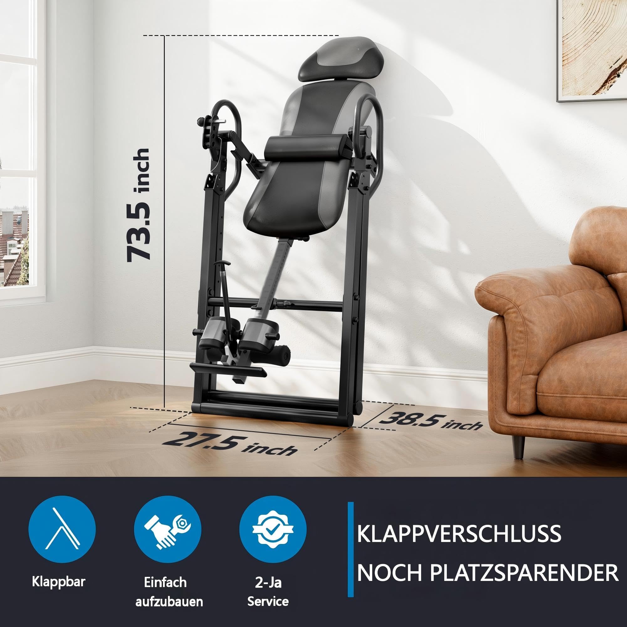 Dripex Inversionsbank, Faltbar, Verstellbar, Schwerkrafttrainer, Inversionsbank mit Kopfstütze Verstellbar Ausrüstung für Heimfitnessstudio für die Schmerzlinderung