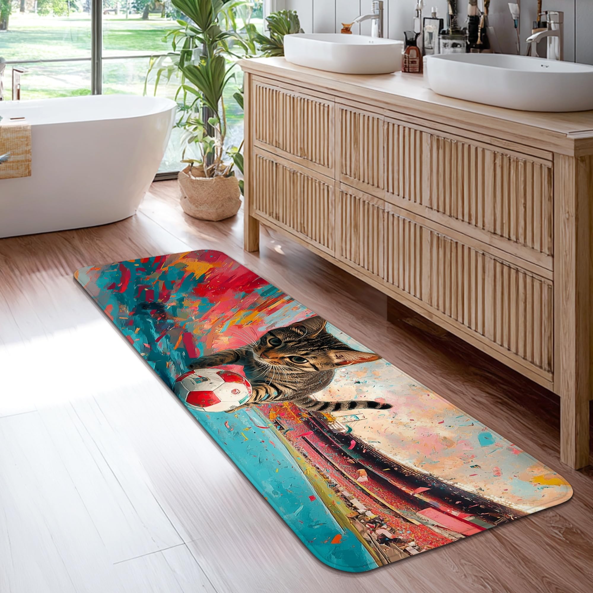 Tapis de couloir football pour entrée et cuisine familiale ludique