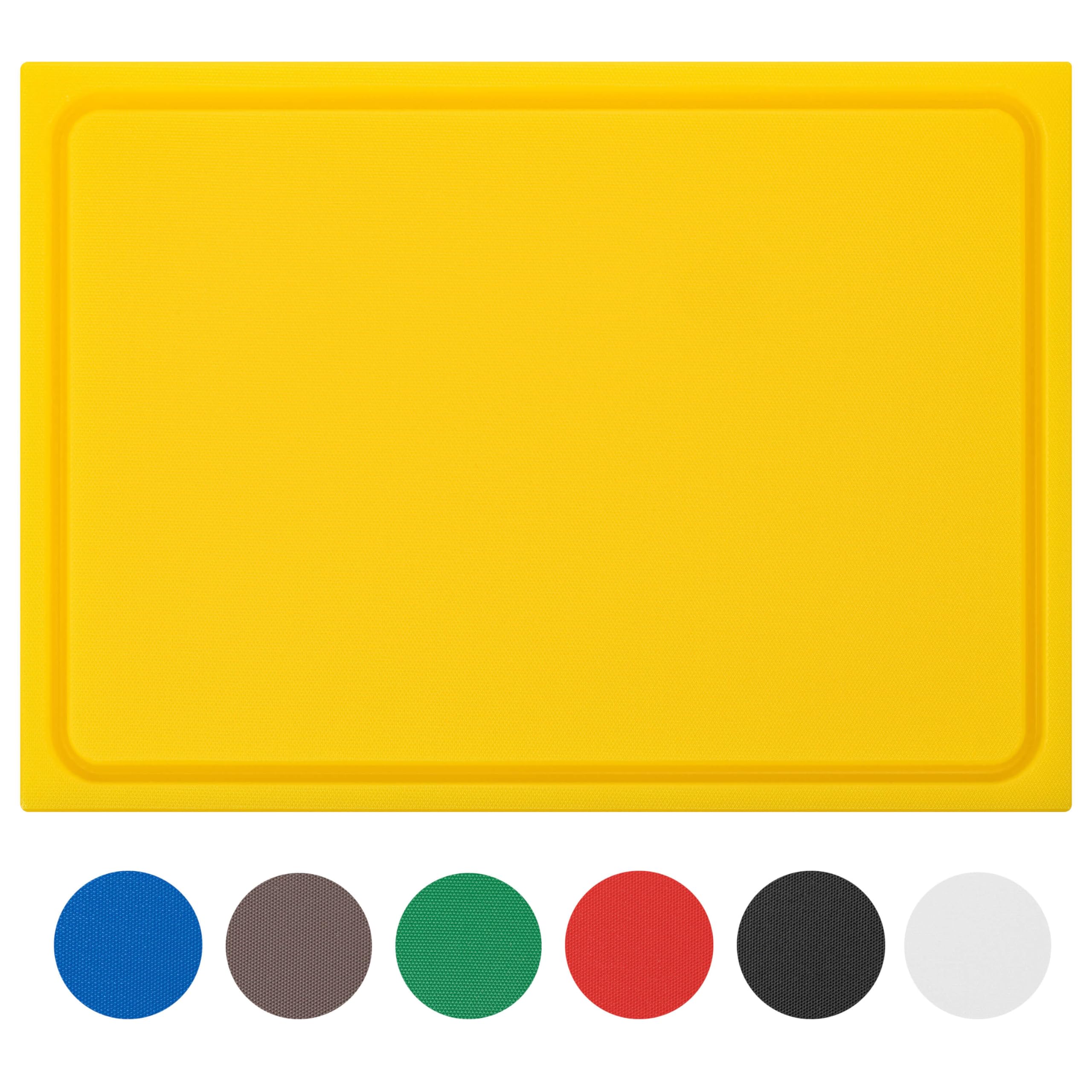 Morleos Schneidebrett Eco-Line Kunststoff spülmaschinenfest, extra schwer, messerschonend | ver. Farben & Größen | HACCP Gastro Küchenbrett | Schneidbrett mit Saftrille (Gelb - yellow, 35x25x2 cm)