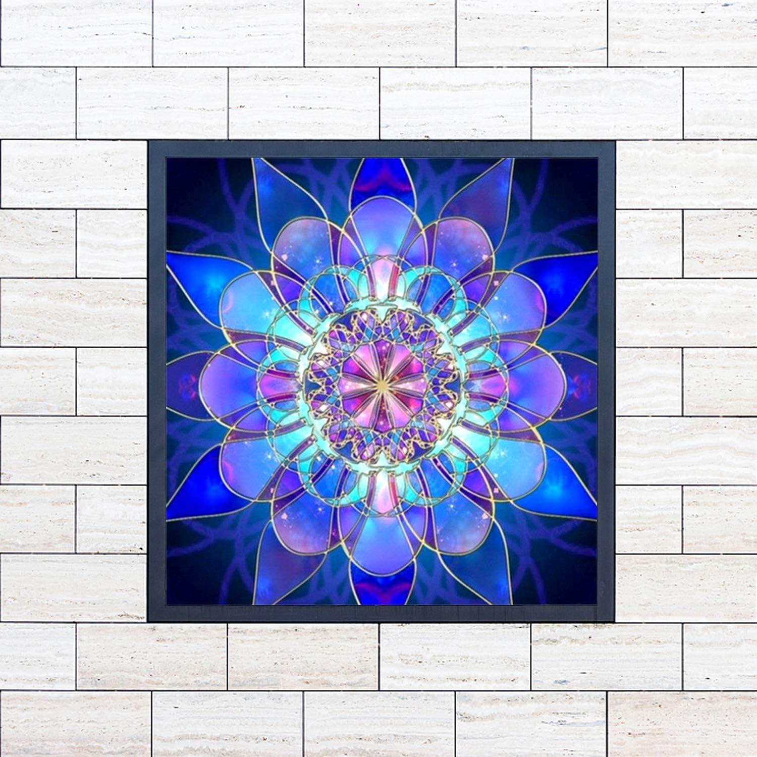 UPINS 2 Pack 5D DIY Diamond Painting by Number Kits，for Kaleidoscope Mandala (17.7X12inch) Geometric Blue Flower(12X12inch)