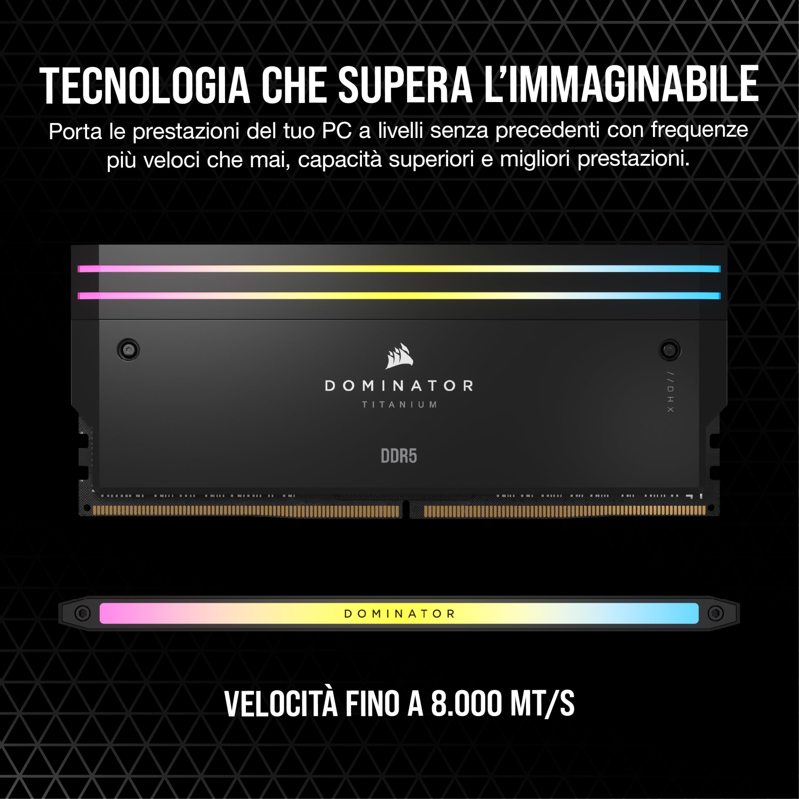 CORSAIR DOMINATOR TITANIUM RGB DDR5 RAM 64GB (2x32GB) DDR5 Fino a 6400MHz CL32 Intel XMP iCUE Compatibile Per Computer - Nero (CMP64GX5M2B6400C32)