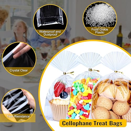 Miniatura 3 de MORIDA 200 bolsas de celofán de 5 x 7 pulgadas, bolsas de celofán transparentes, bolsas de regalo para tartas, bolsas de caramelos, bolsas de