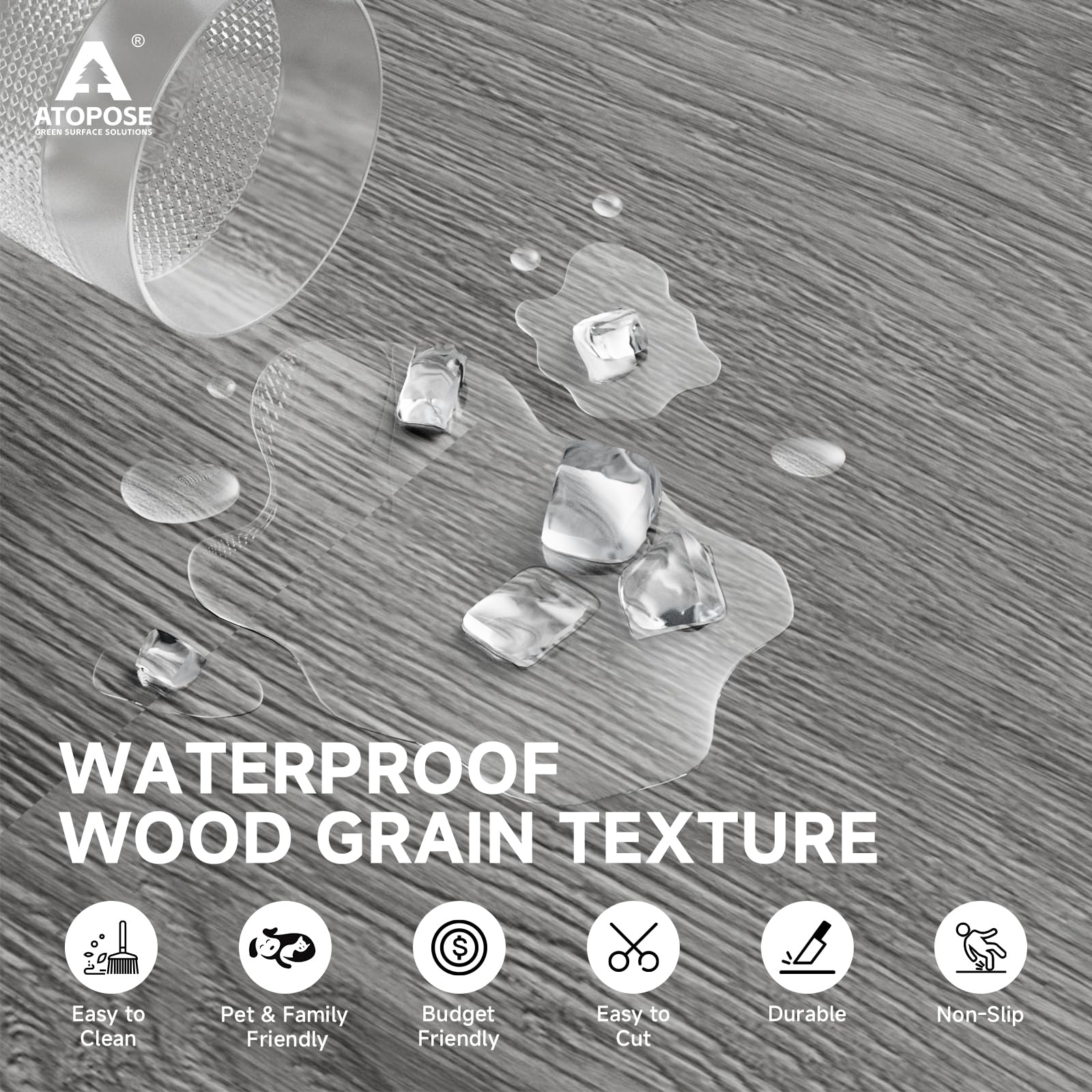 ATOPOSE - Piastrelle per pavimenti in vinile con venature del legno, confezione da 36 pezzi, 5,02 m², impermeabili e autoadesive, installazione fai da te, per soggiorno, bagno, cucina, camera da