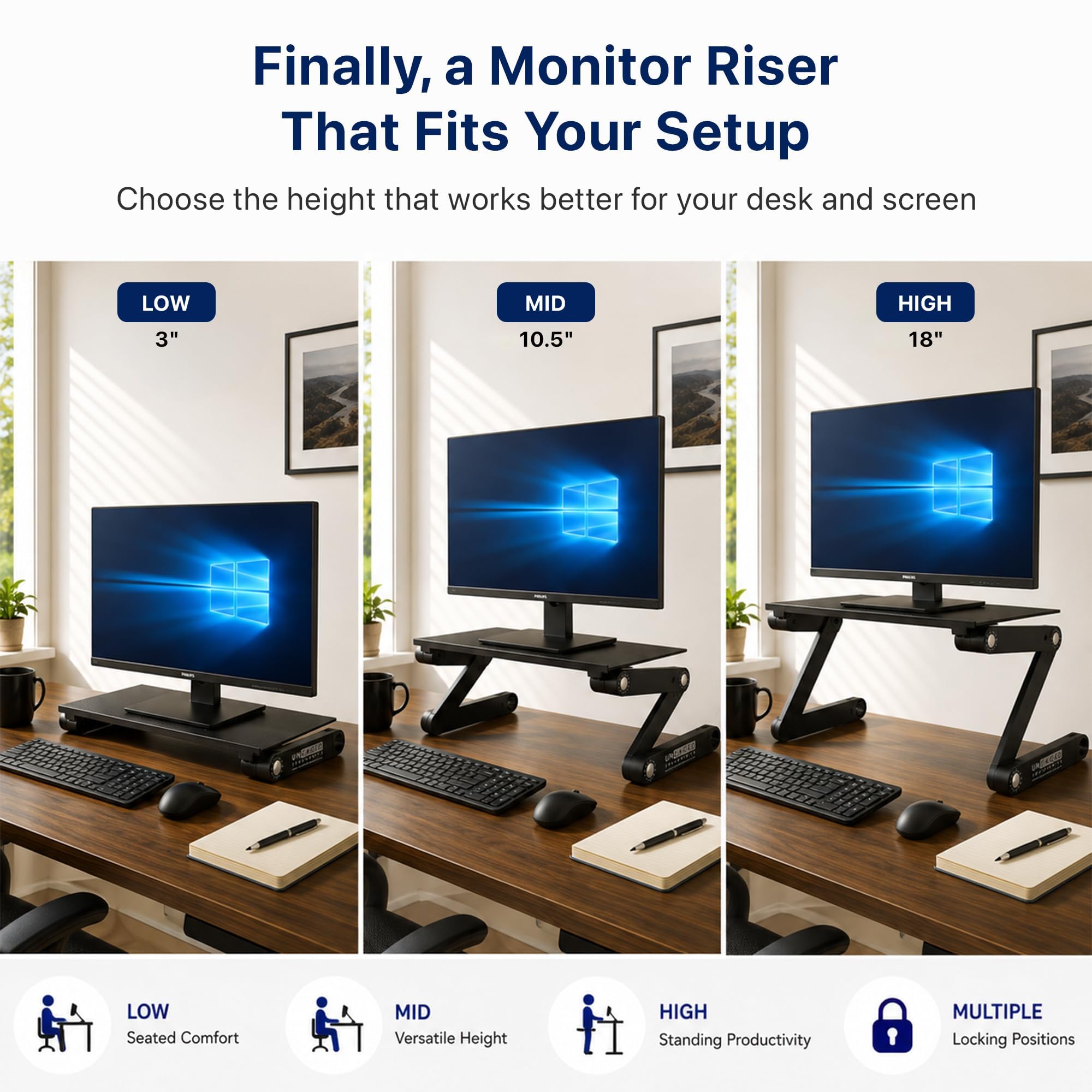 Amazon.co.jp: Uncaged Ergonomics WorkEZ 調節可能なモニタースタンド