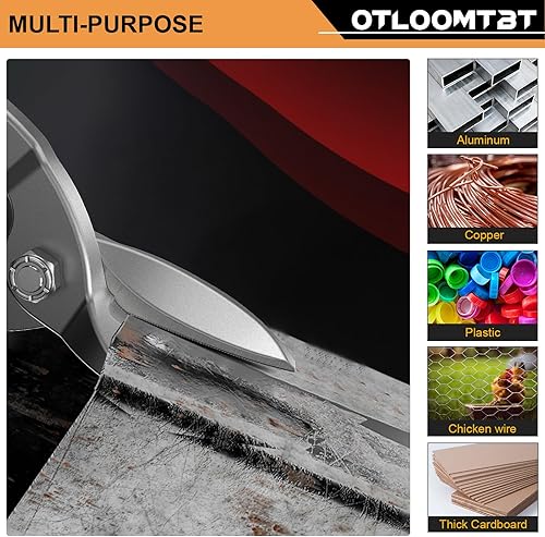 Miniatura 4 de OTLOOMTBT Tijeras de lata de corte recto de 10 pulgadas para cortar láminas de metal, fáciles de usar, bien hechas, de grado industrial,