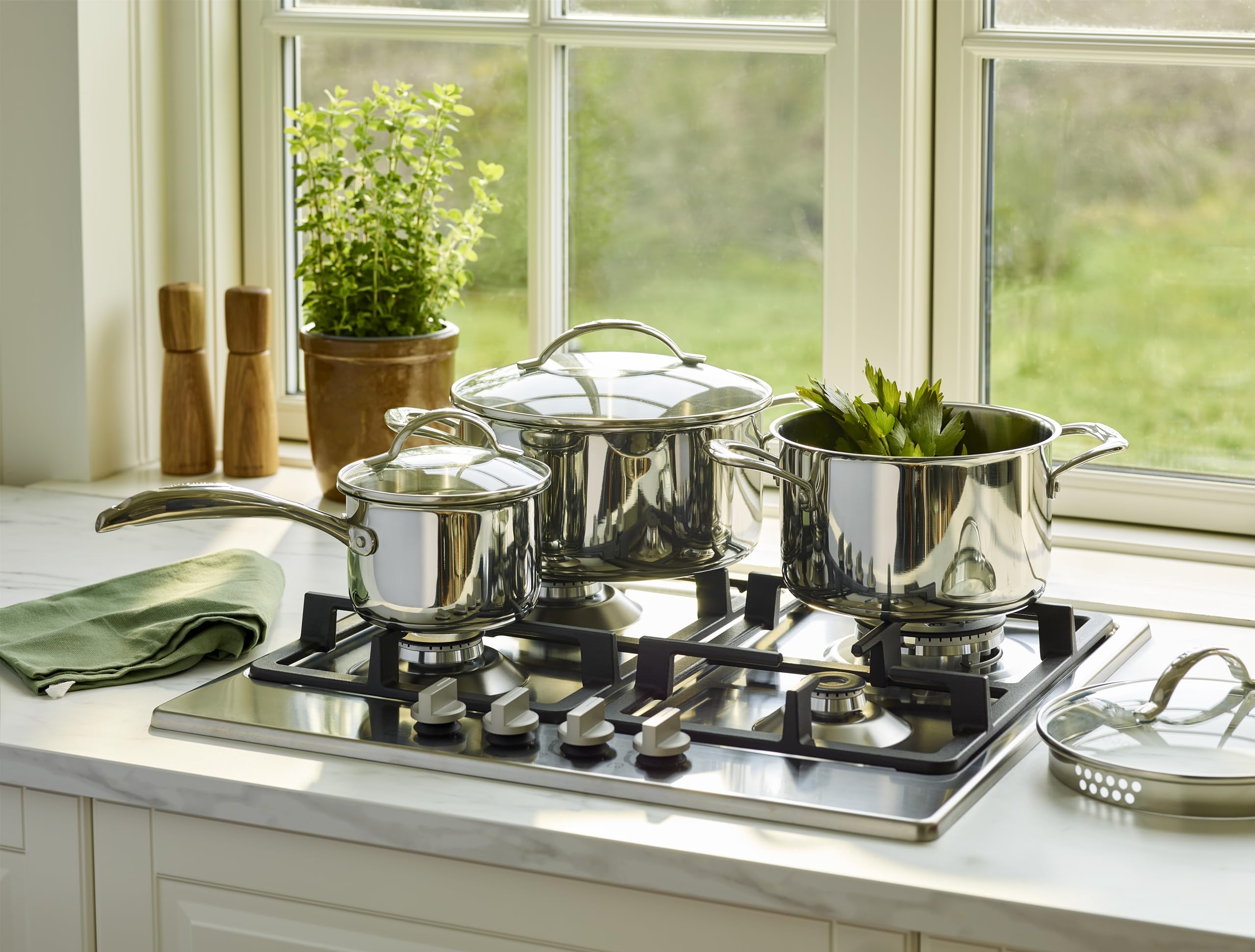 SCANPAN STS 3-tlg. Edelstahl Kochtopf-Set mit Deckeln, praktische Details