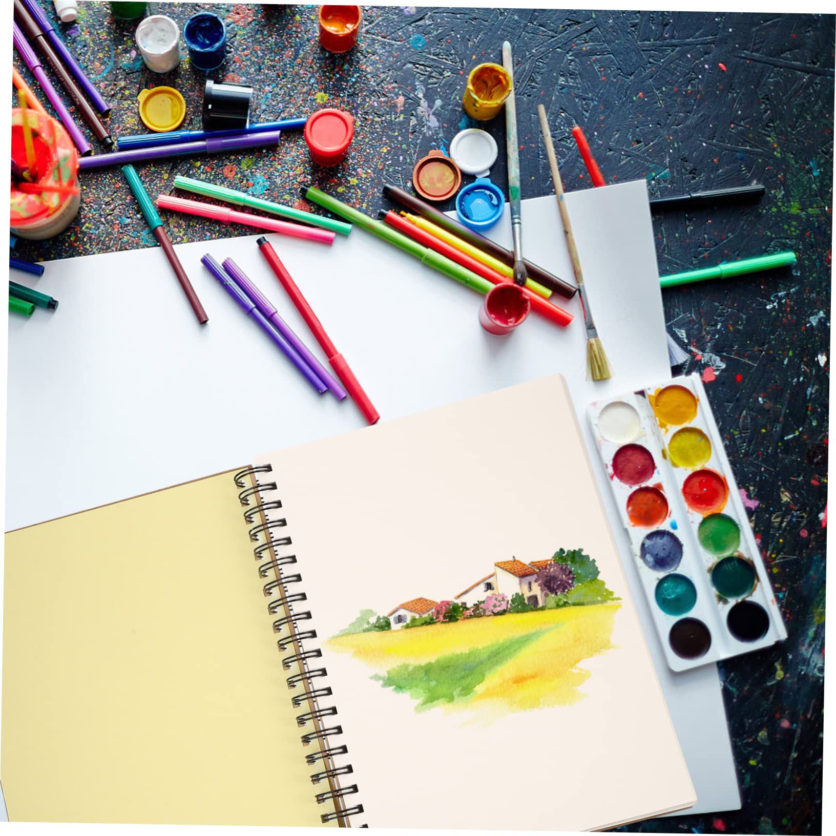 HOMSFOU Taccuini Da in Stile Semplice Spirale Per Studenti Dipingere Artistico Vuoto Taccuini Portatile