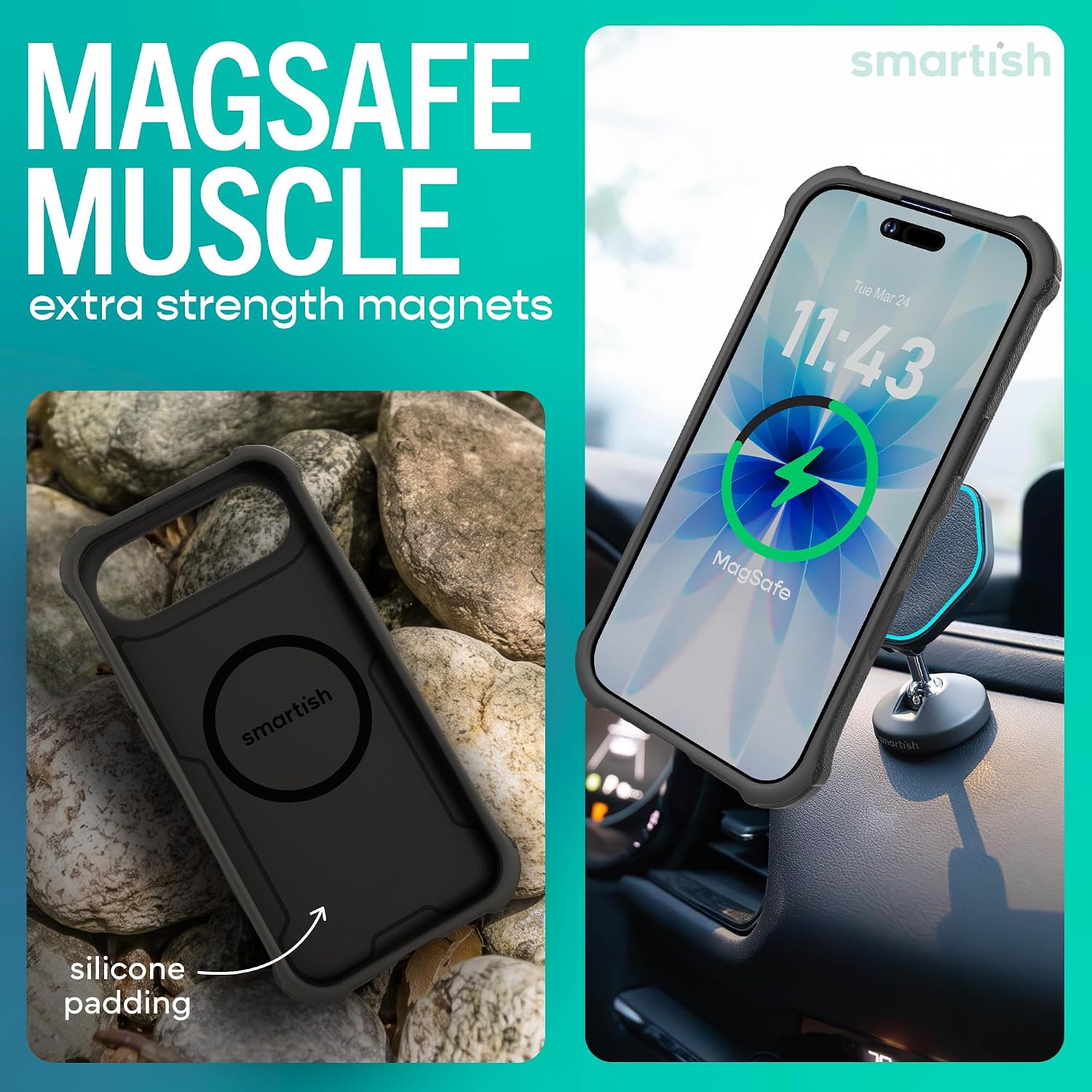 Smartish iPhone Air Case MagSafe, Gripzilla, Rugged Heavy Duty Grip, Black image 3