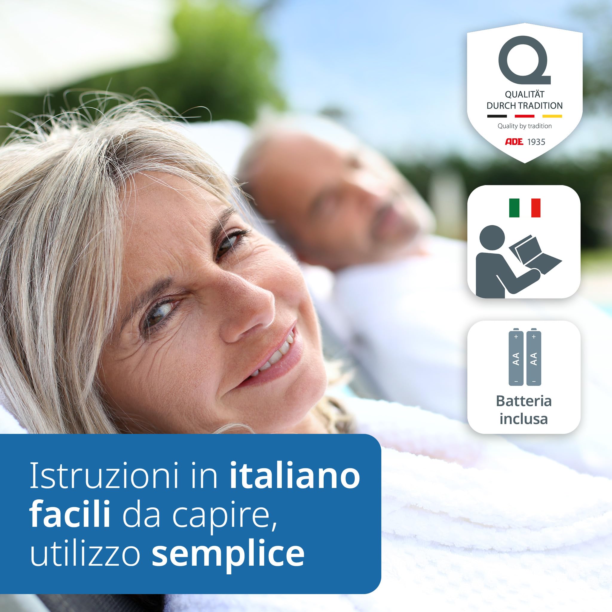ADE Bilancia pesapersone digitale parlante | bilancia elettronica pesa persone da casa con emissione vocale in 5 lingue anche italiano | capacità molto elevata | precise fino a 250 kg | bianca