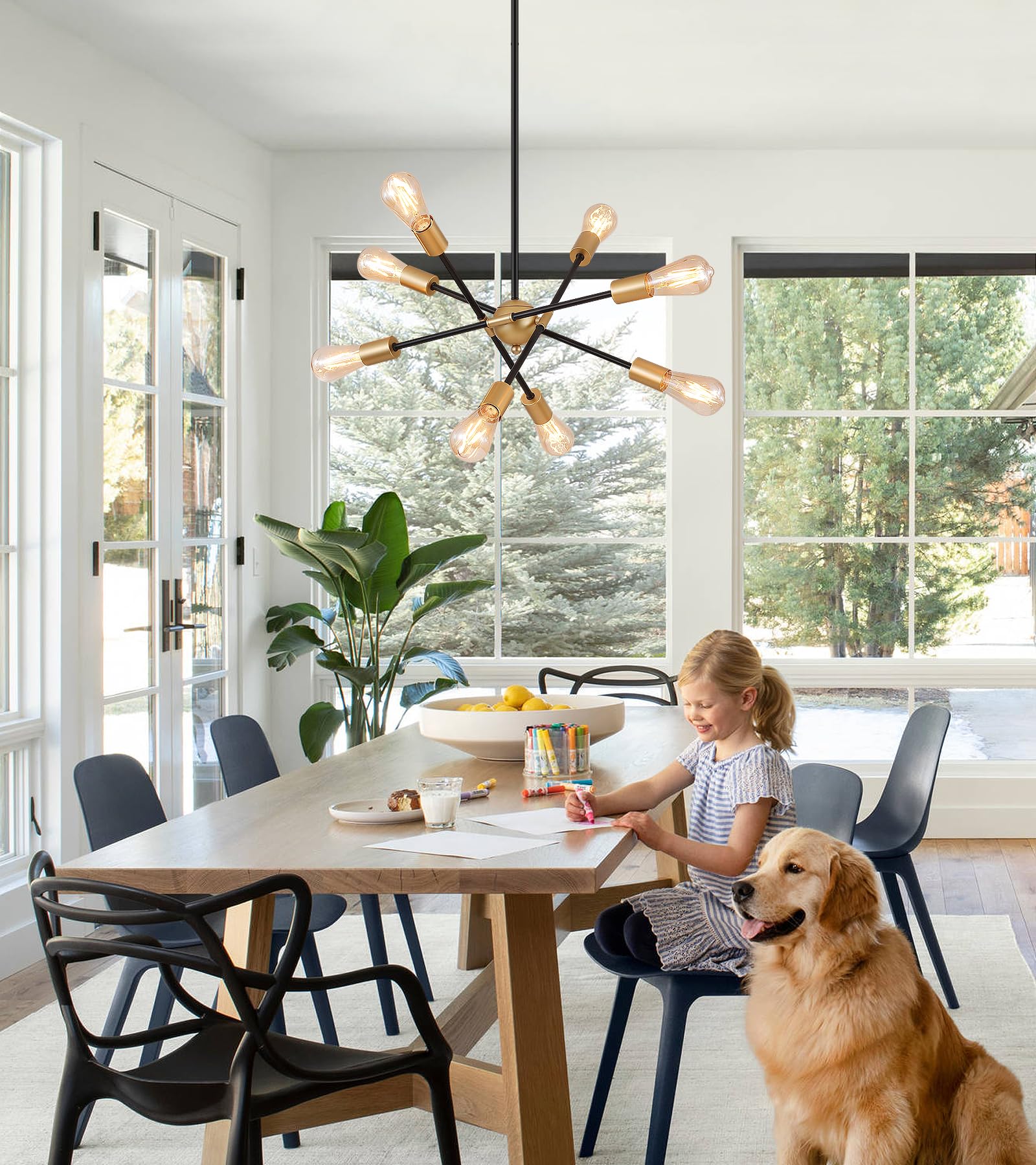 8 Lights Dining Room Light Fixtures Modern Sputnik Chandelier