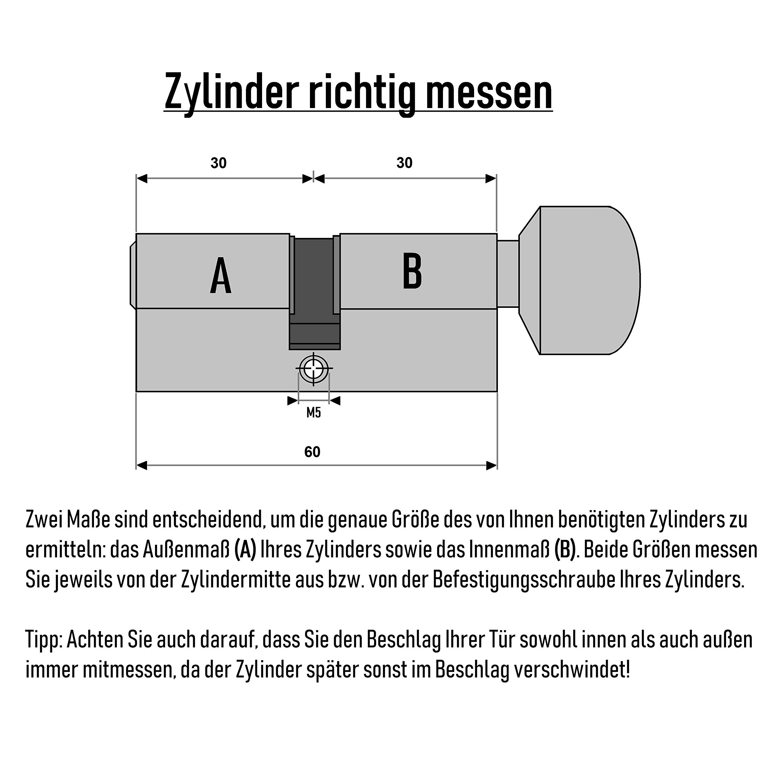 4x Knaufzylinder KD 60 mm 30/30 gleichschließend inkl. 20 Schlüssel