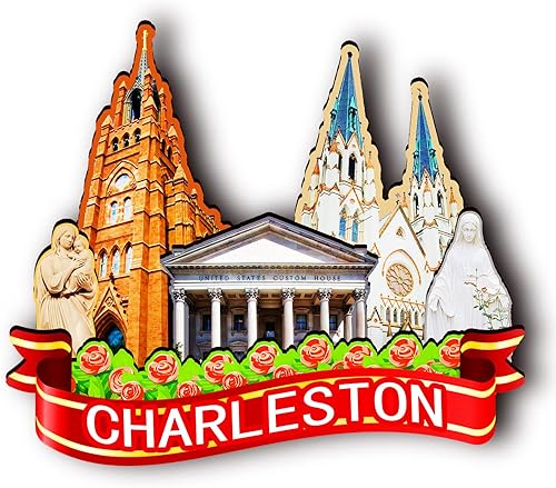 Imán de madera de Charleston de Estados Unidos 3D para nevera, recuerdos coleccionables, decoraciones artesanales hechas a mano