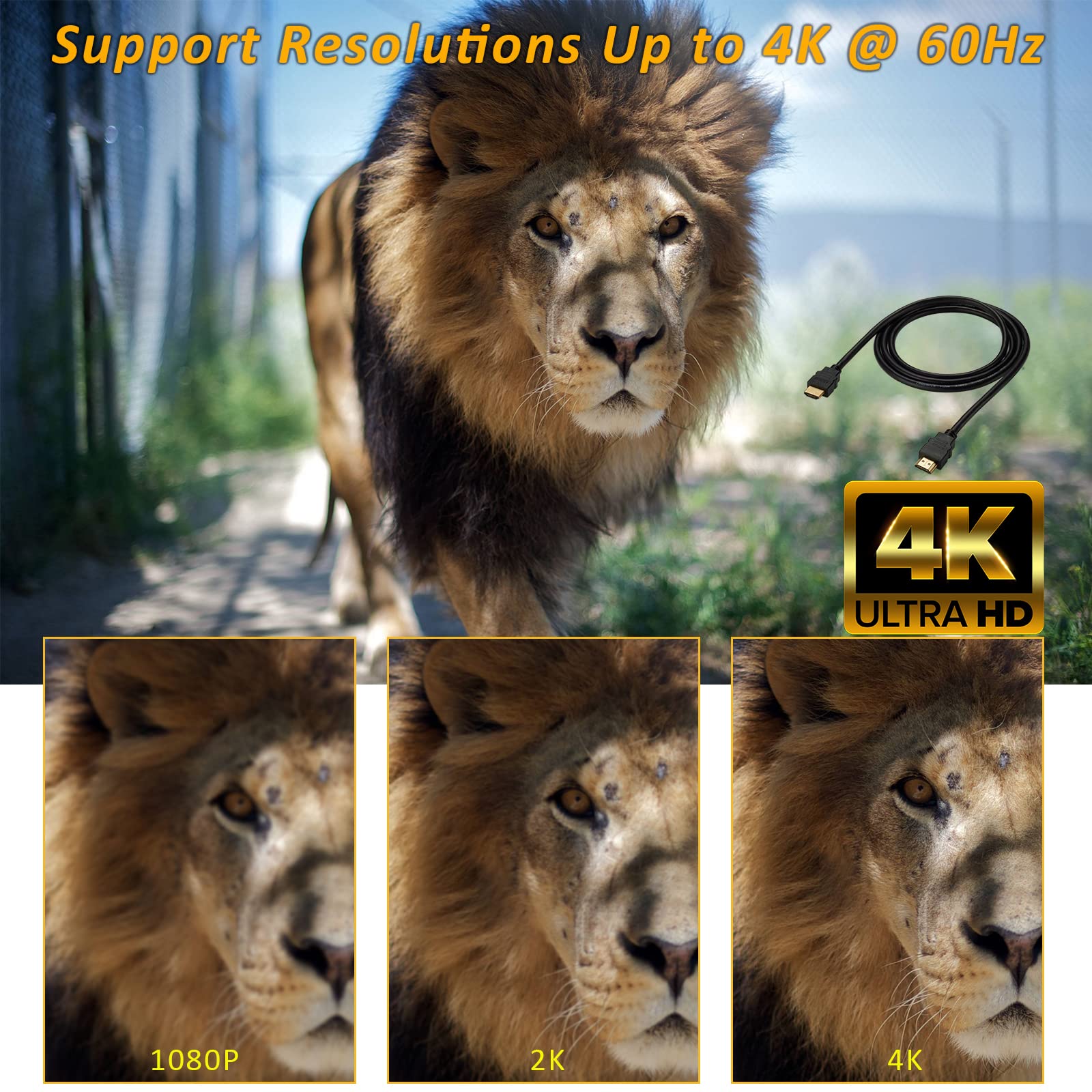 Cable HDMI a HDMI 2.0, adaptador HDMI de alta velocidad 4K 60Hz macho a macho, compatible con cámara, videocámara, portátiles, tarjeta gráfica, HDTV, tableta, EOS RP/EOS 7D Mark II/XA40, 4.9 6