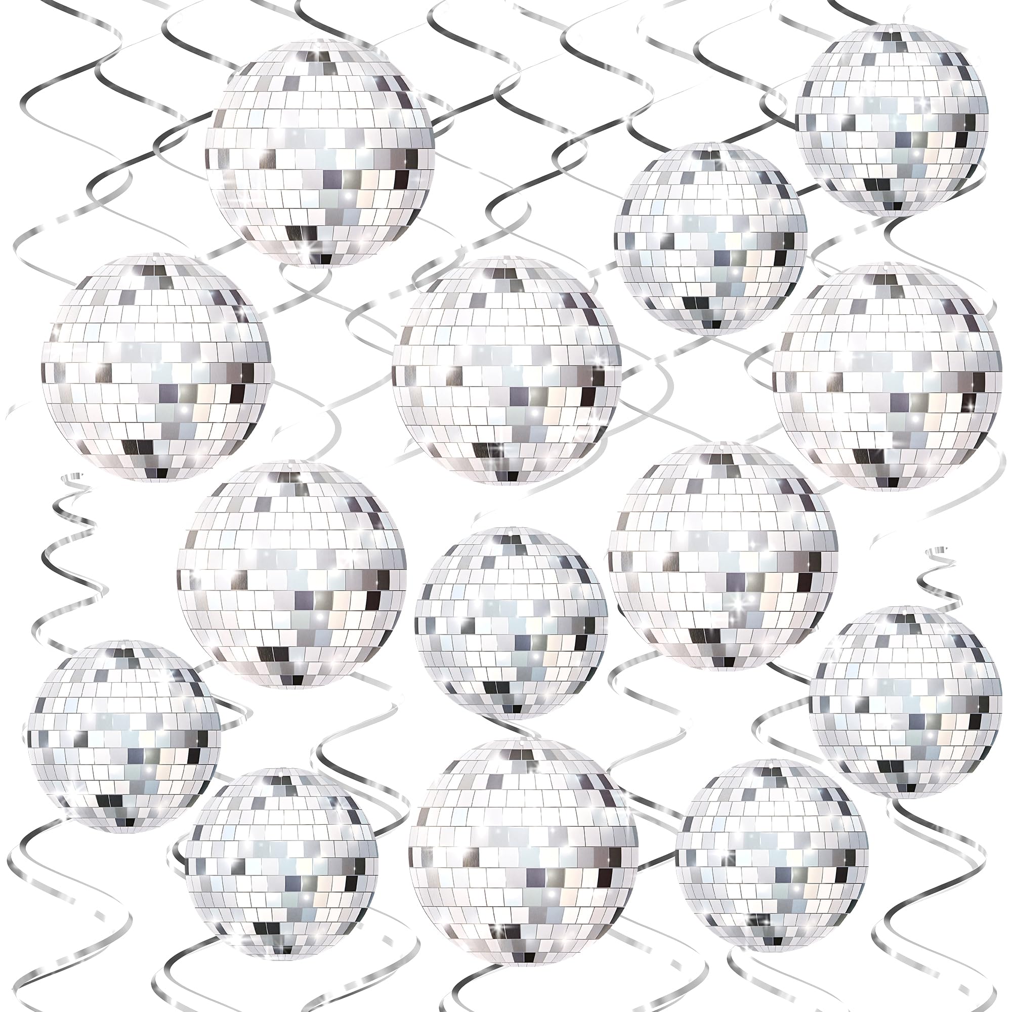 Kaluofan 34PCS Disco Party Decorations, 70s Decor Disco Ball Decor Ceiling Decorations Hanging, Dance Party Decorations for 70s 80s Birthday Retro Disco Garland Party