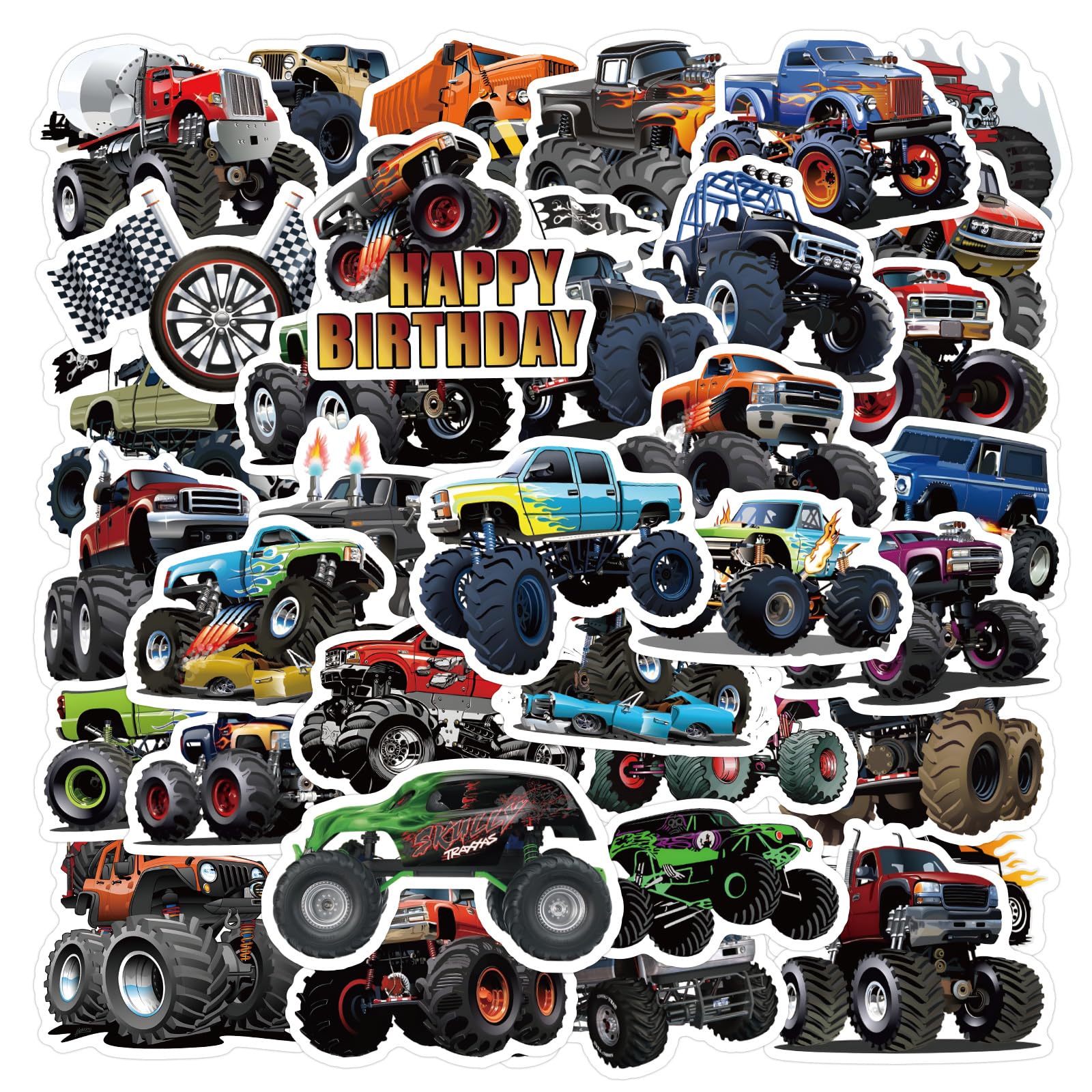 50PCS Cartoon Truck Transportation Waterproof Stickers for Kids Teenagers Adults Boys Girls,Cartoon Car Decals for Water Bottle Laptops Bicycles Cell Phone Cases Motorcycle Skateboard Helmet