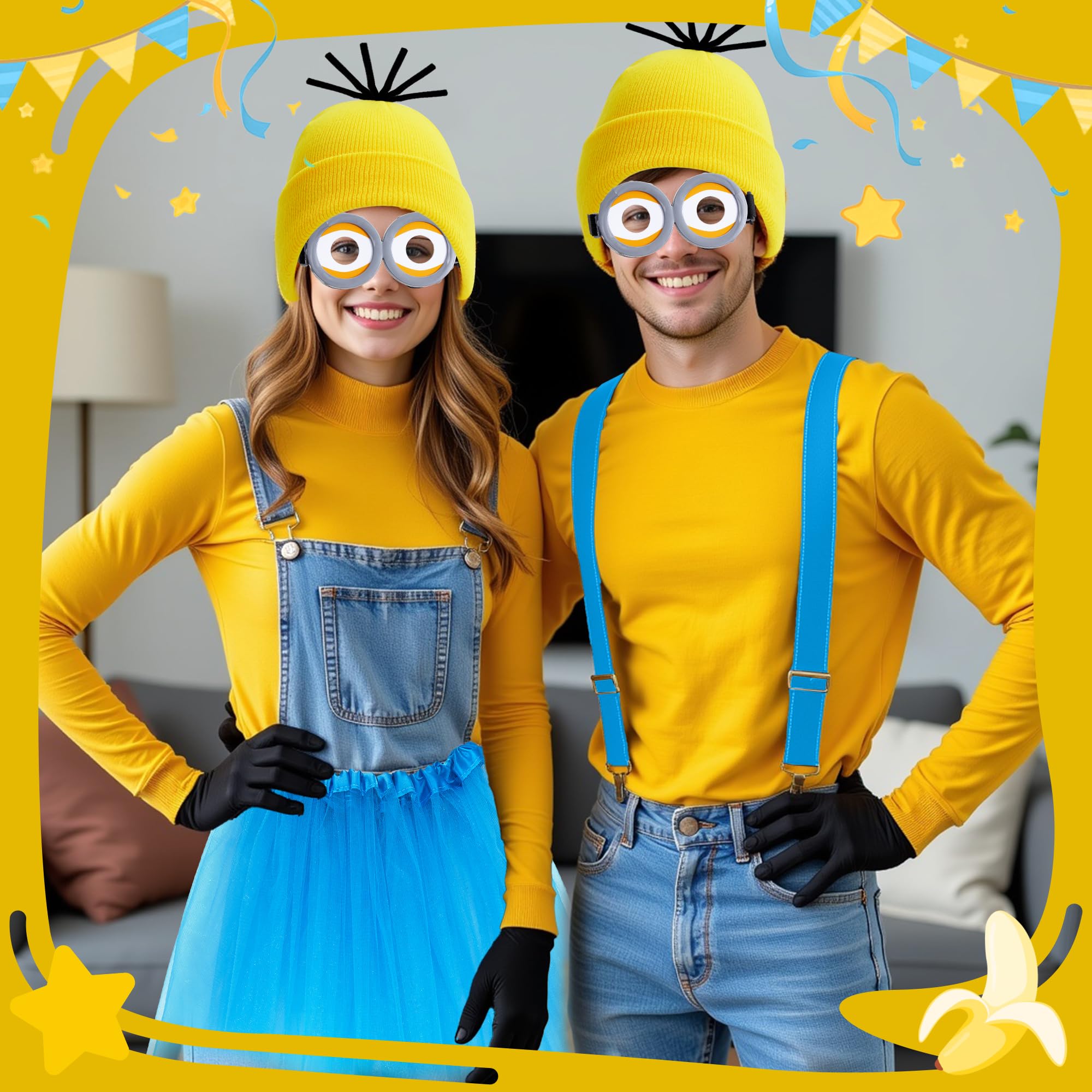 Rilcn Cartoon Character Costume Accessory Set for Adults 6-Piece Fancy Dress for Halloween Cosplay, and Party, Yellow Beanie - Image 3