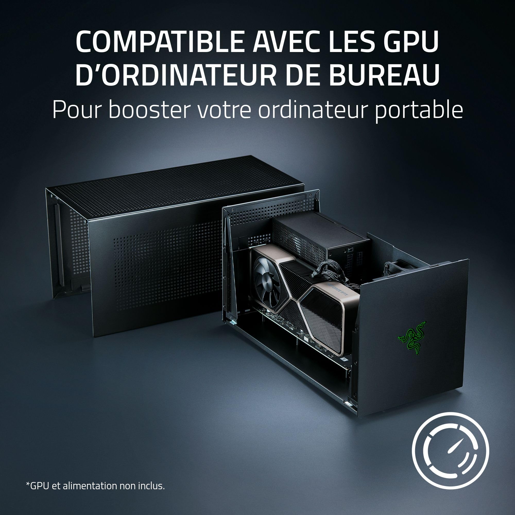 Razer Core X V2 - Boîtier Graphique Externe pour Ordinateurs Portables Thunderbolt - Thunderbolt 5 Nouvelle génération - Châssis en Acier ventilé - Supporte Cartes Graphiques PCIe | Noir