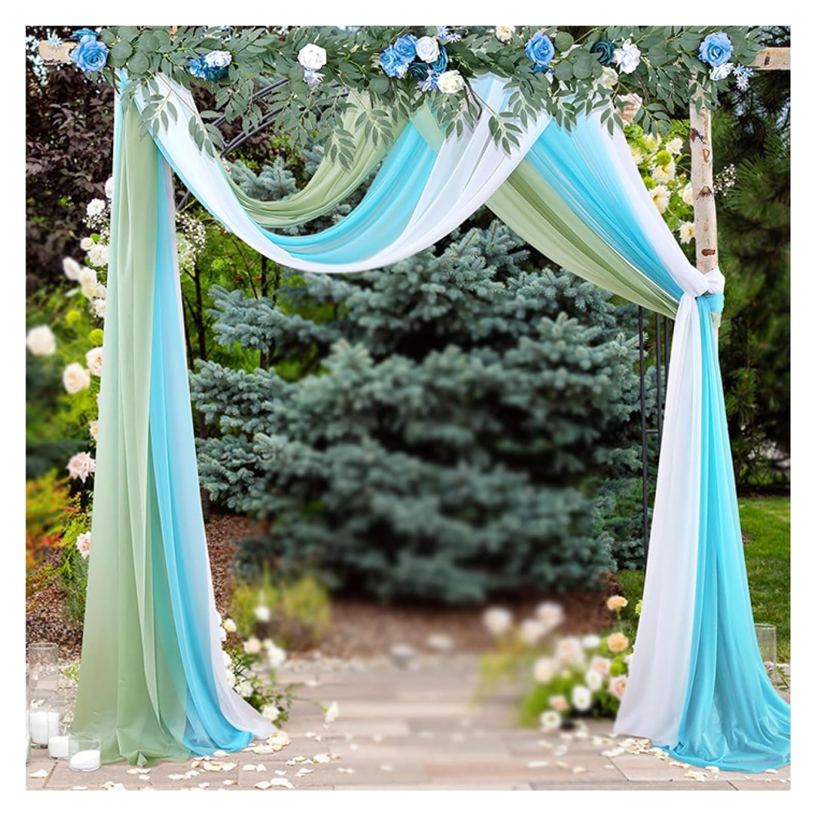 Hochzeitsdekoration, Hochzeitsbogen-Drape, Chiffon-Stoff, Drapierung, Wed-Hintergrund, Vorhang, Drapierung, Zeremonie, Empfang, Hängedekoration(Light Xi,75*300cm/29.53*118.11 in(3pcs lot))
