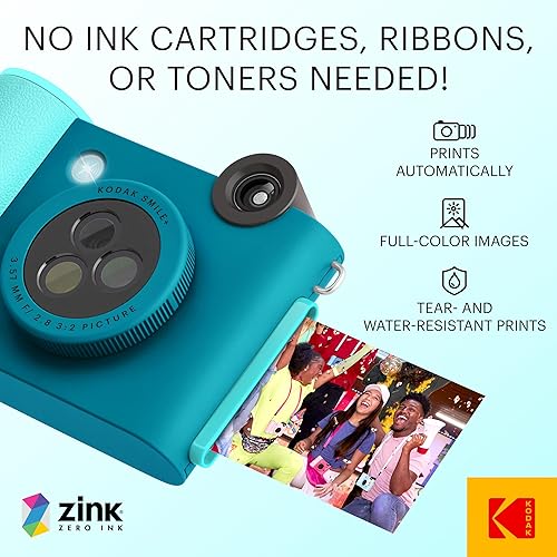 Miniatura 4 de KODAK Smile+ Cámara digital inalámbrica de impresión instantánea con lente que cambia de efectos, impresiones fotográficas con respaldo adhesivo de