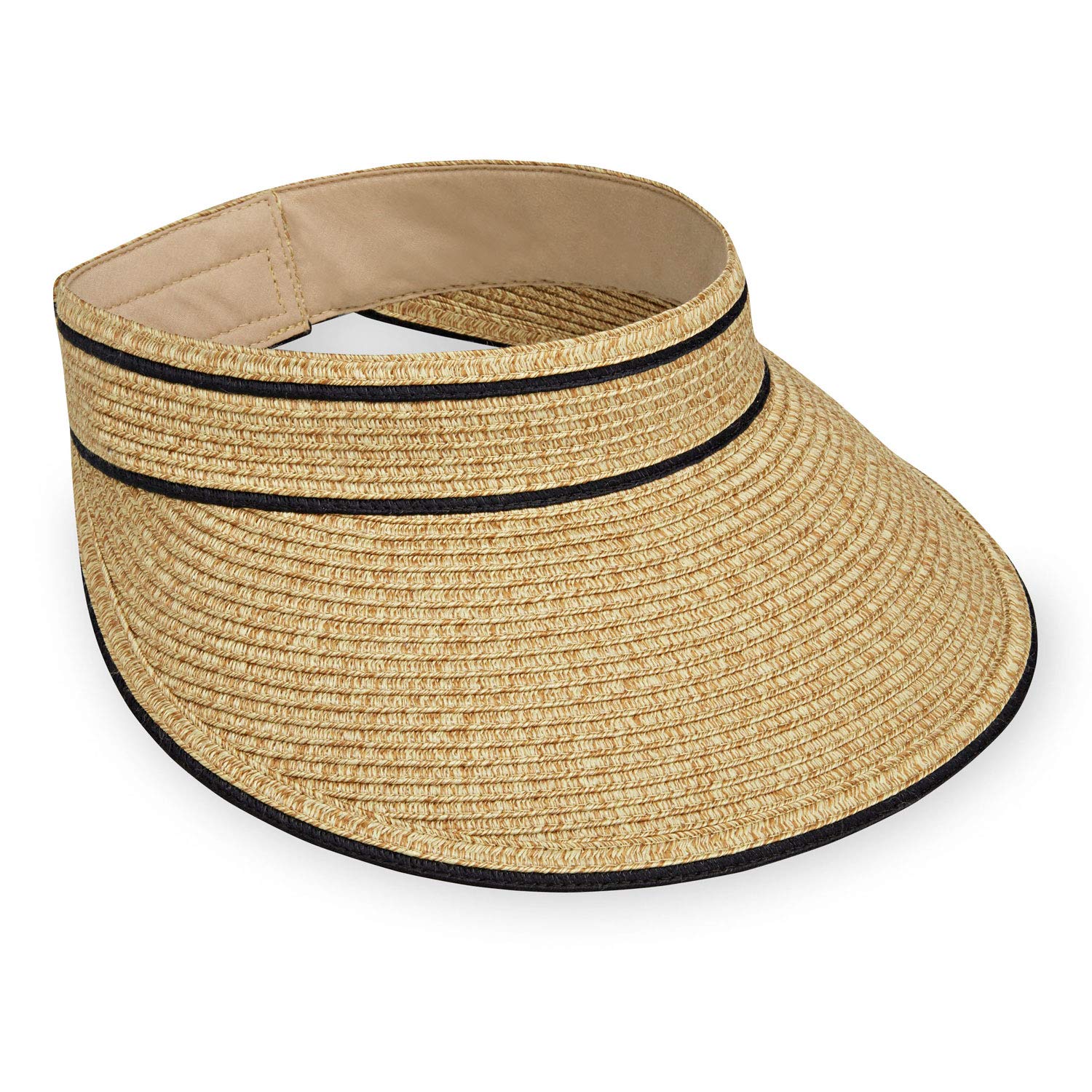 Carkella Women's Beige/Black By Wallaroo ’S Lily Sun Visor – Broad Brim Visor, Packable, Adjustable, Elegant Style, Designed In Australia, One Size