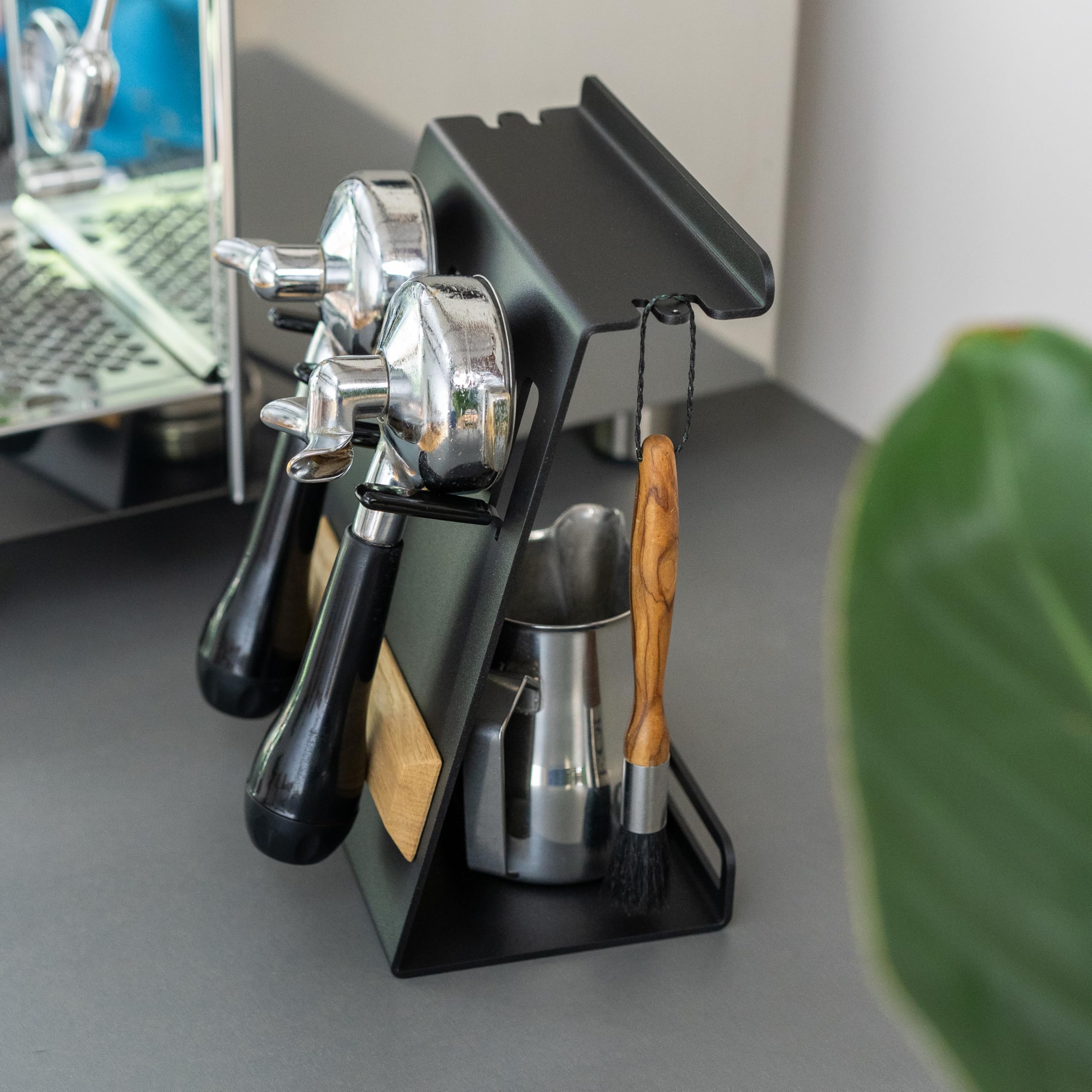 FLATE® Barista Stand Mini: Kompakte Station für Barista Zubehör mit Siebträgerhalter (Schwarz)