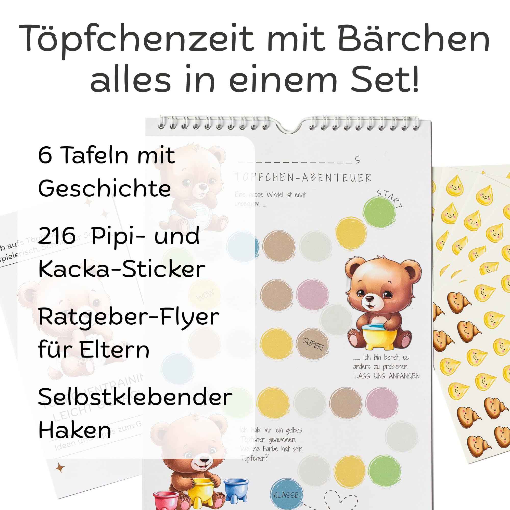 Pizarra de recompensas para entrenamiento de orinal a partir de 2 años, calendario y plan personalizables con pegatinas, guía para padres y ganchos, entrenamiento para el baño, niños, secado y sistema