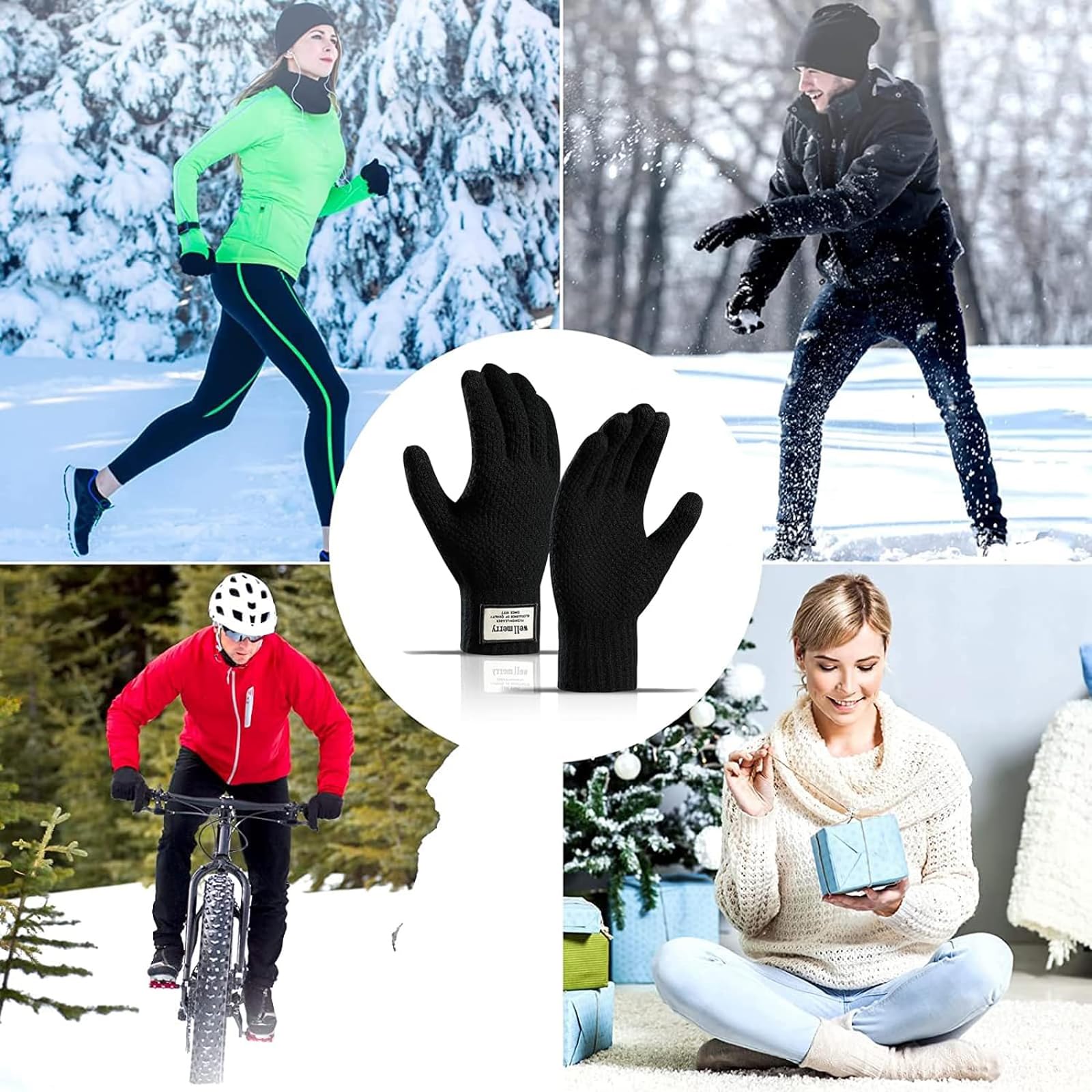 Męskie rękawiczki zimowe z podszewką z polaru, męskie rękawiczki do obsługi ekranów dotykowych, ciepłe, termiczne, polarowe, do uprawiania sportu, biegania, jazdy na rowerze, spędzania
