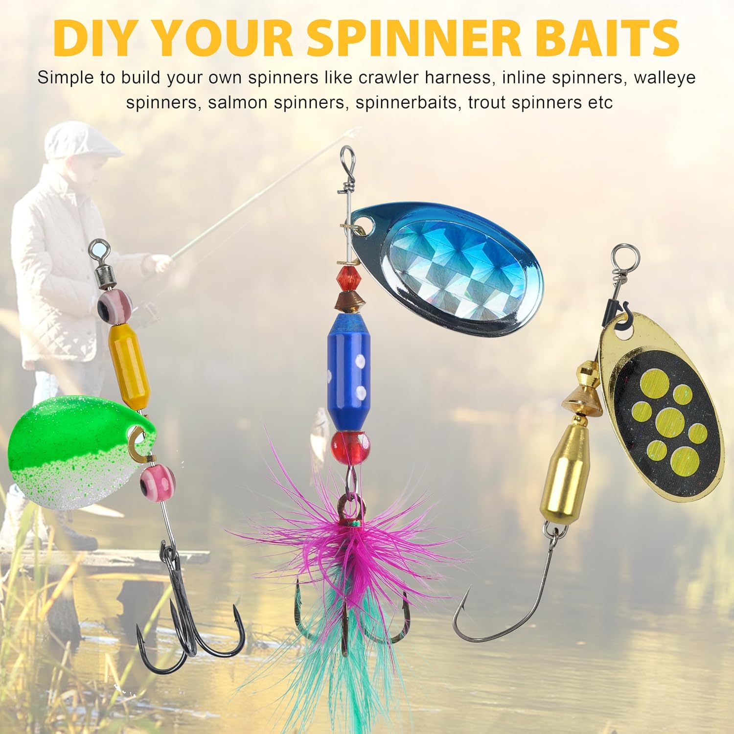 Fishing Spinner Clevis Kit,400pcs Easy Spin Spinner Clevis Quick Change Spinner Blades Clevis Folded Clevis for Lure Making Supplies Walleye Spinner Rig Crawler Harness Spinner Making Clevis