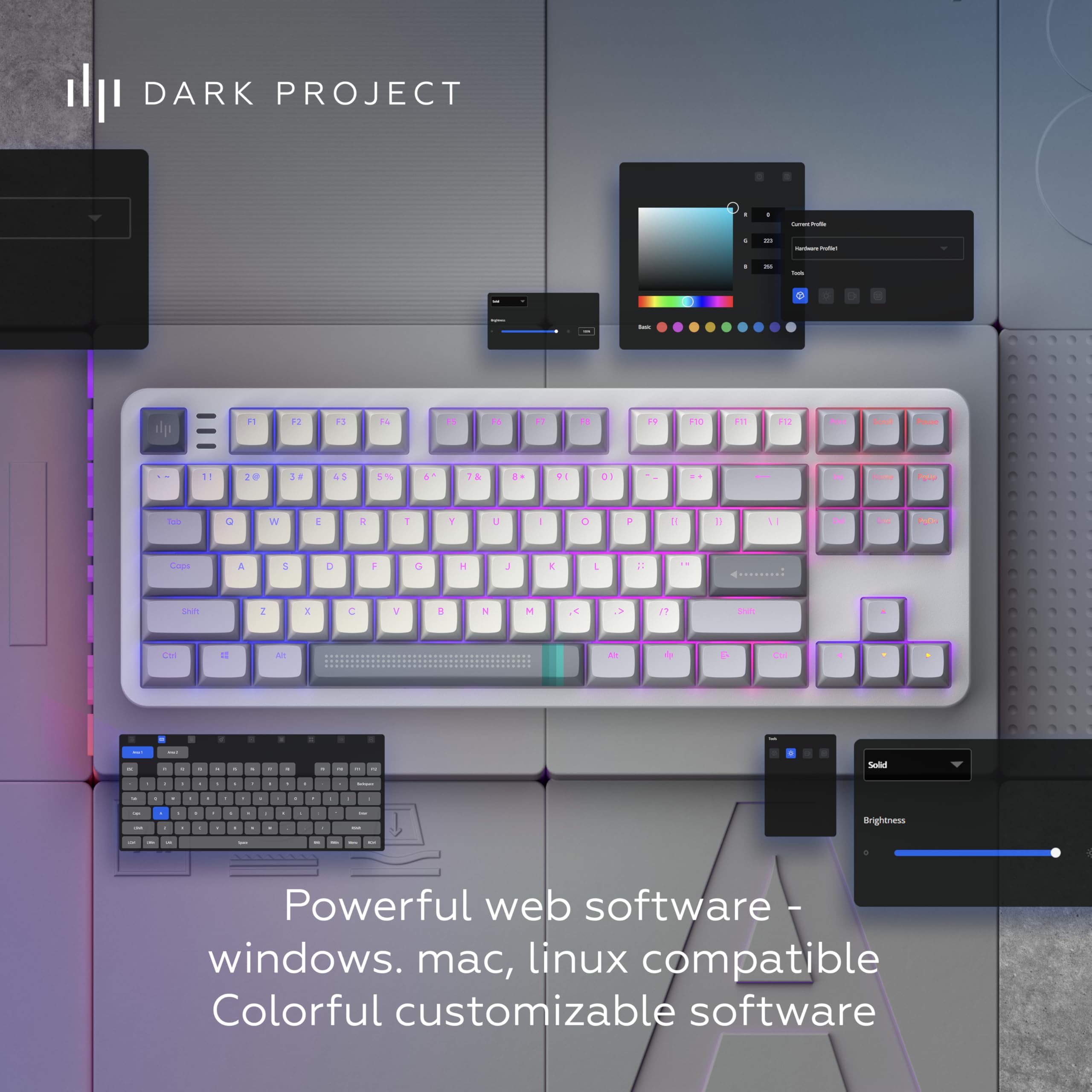 Klawiatura mechaniczna Dark Project ALU87A Daylight TKL G3MS Zircon RGB