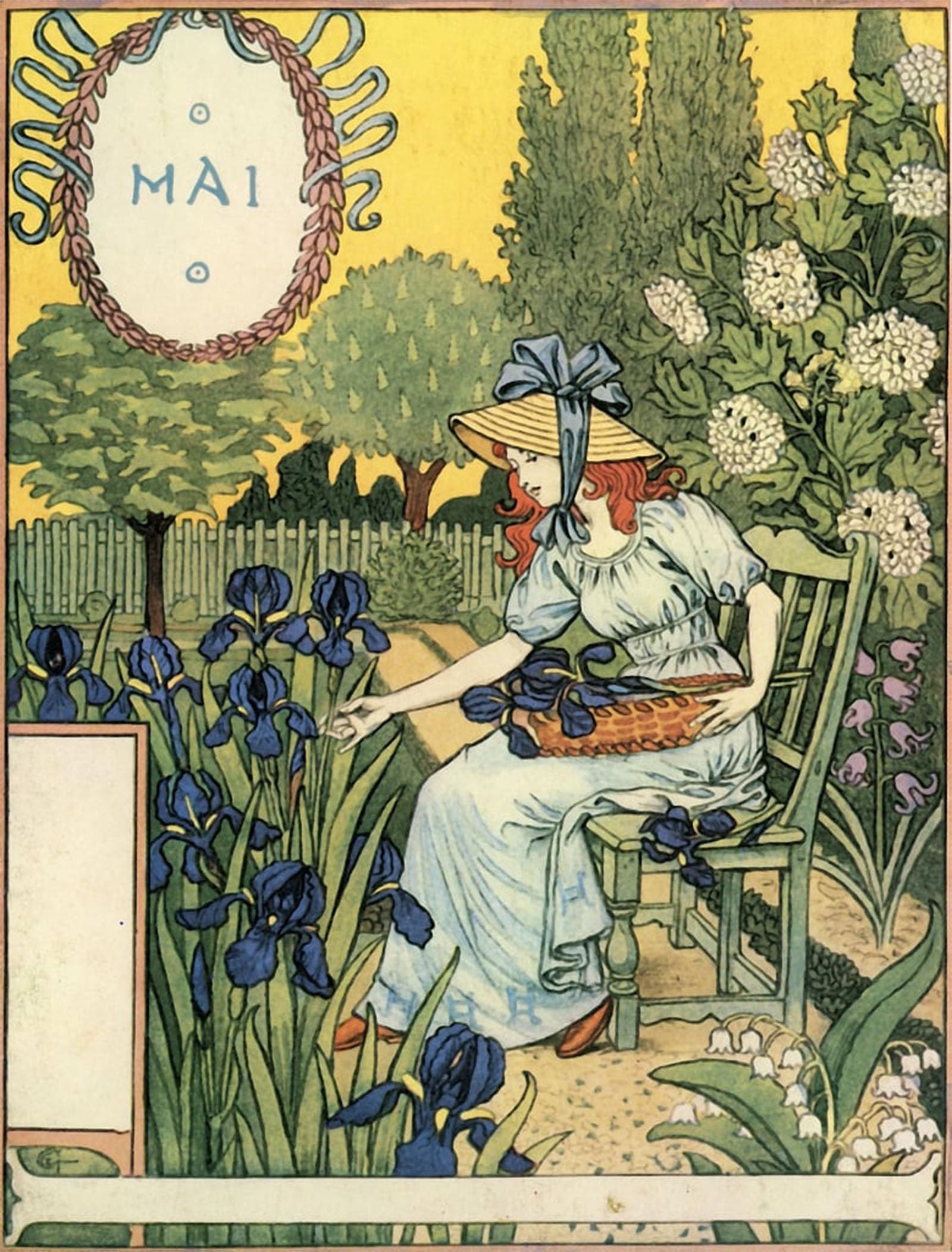 POSTERIIk Famous Modern Artwork Art Mural Mai by Eugène Samuel Grasset Oil Paintings Pictures for Home Decor 60x90cm