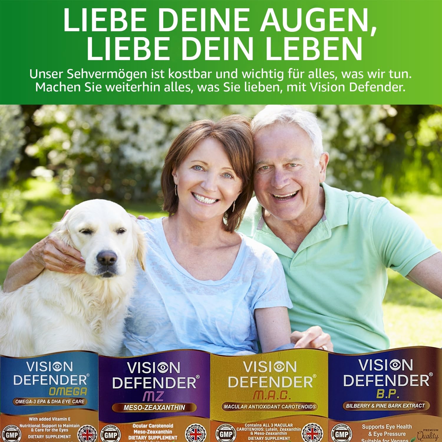 Vision Defender AMD AREDS2 Augenvitamine – Exakte AREDS 2-Formel mit Lutein und Zeaxanthin, Vitamin C und E, Zink 25 mg und Kupfer – 90 vegane Tabletten, 1x täglich zur Unterstützung der Sehkraft