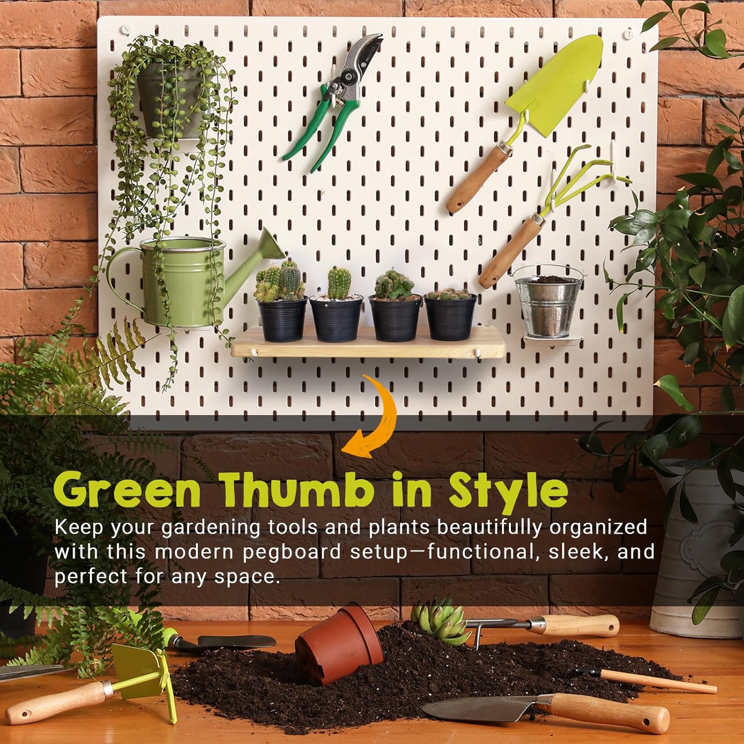 4 Pack Pegboard Shelves, Solid Wood Peg Board Shelf with Hooks, Compatible with IKEA Skadis Pegboard, Organizer Accessories for Home & Office