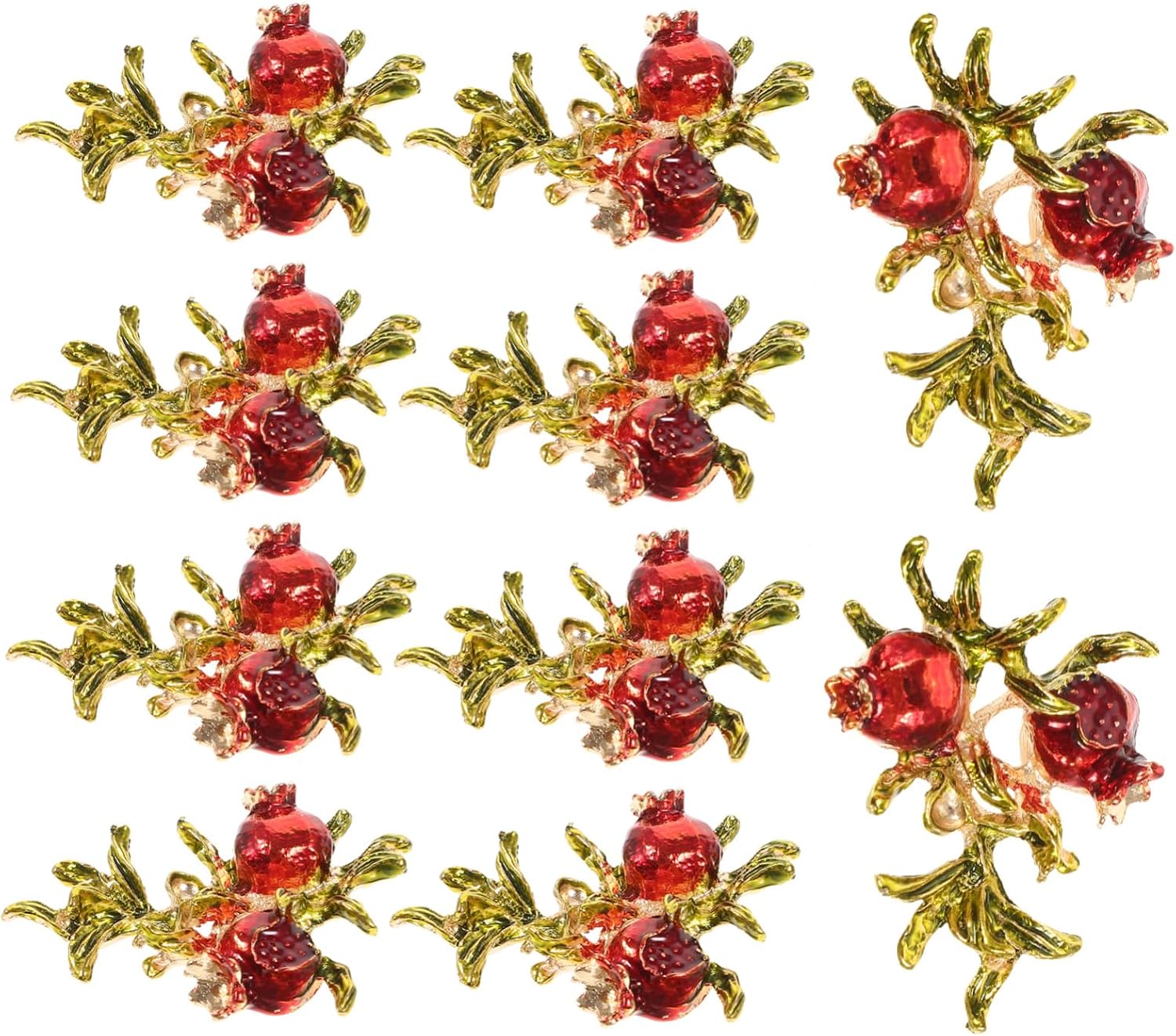 Pomegranate Hair Clip Ornament DIY Alloy Charm 10 Piece Golden Set